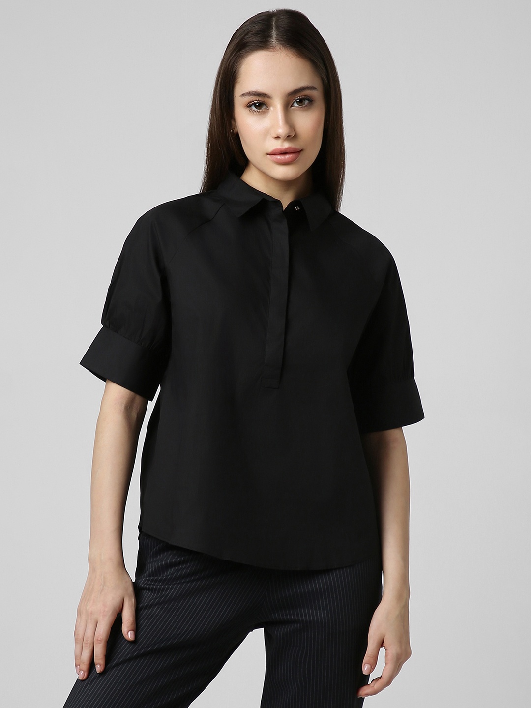 

Van Heusen Woman Women Black Opaque Formal Shirt