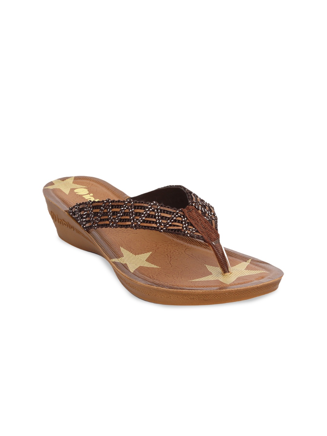 

Inblu Embellished Lightweight & Anti Skid Wedge Heels, Brown