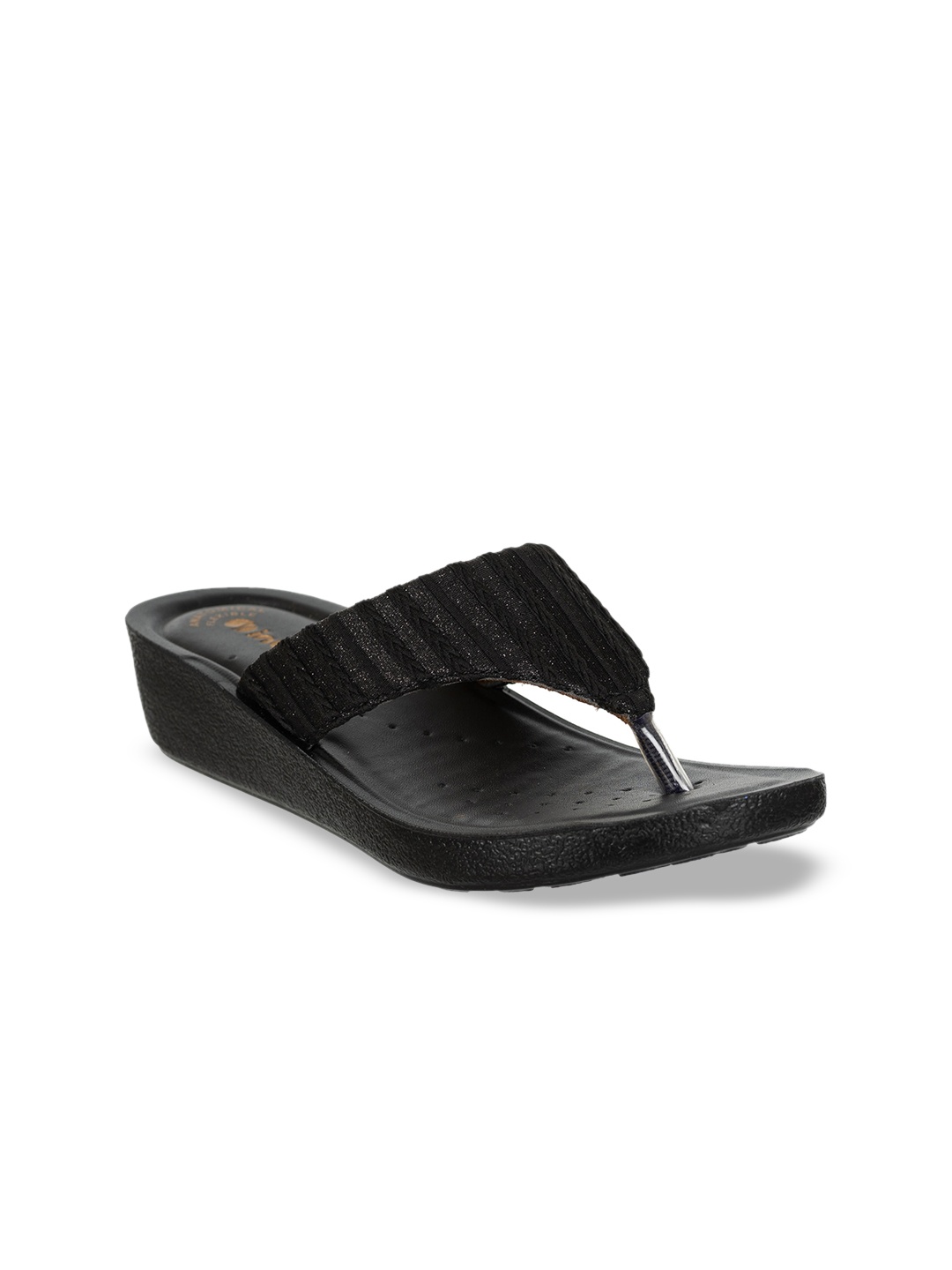 

Inblu Textured Lightweight Anti Skid Wedge Heels, Black