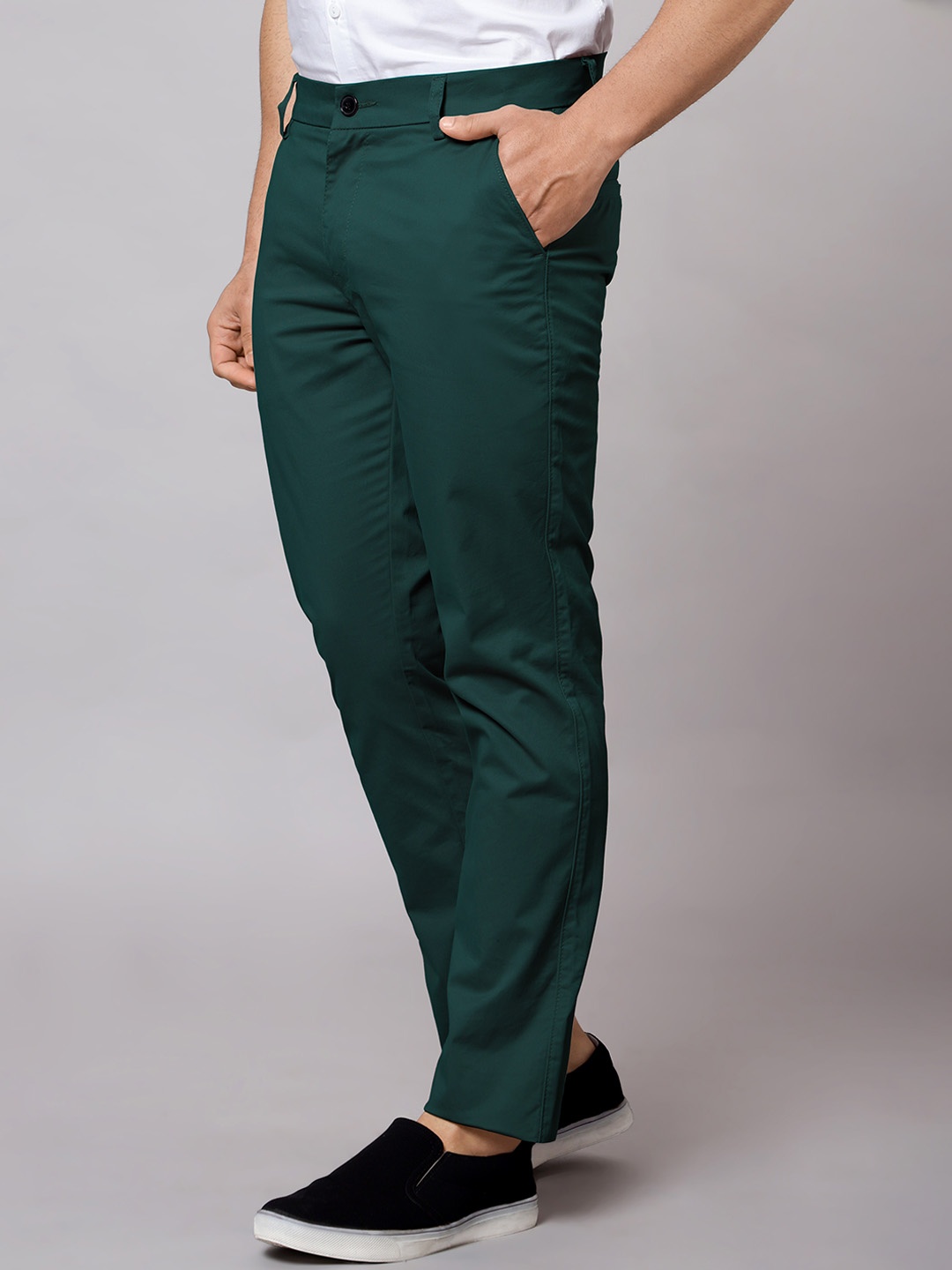 

Beyoung Men Slim Fit Chinos Trousers, Green