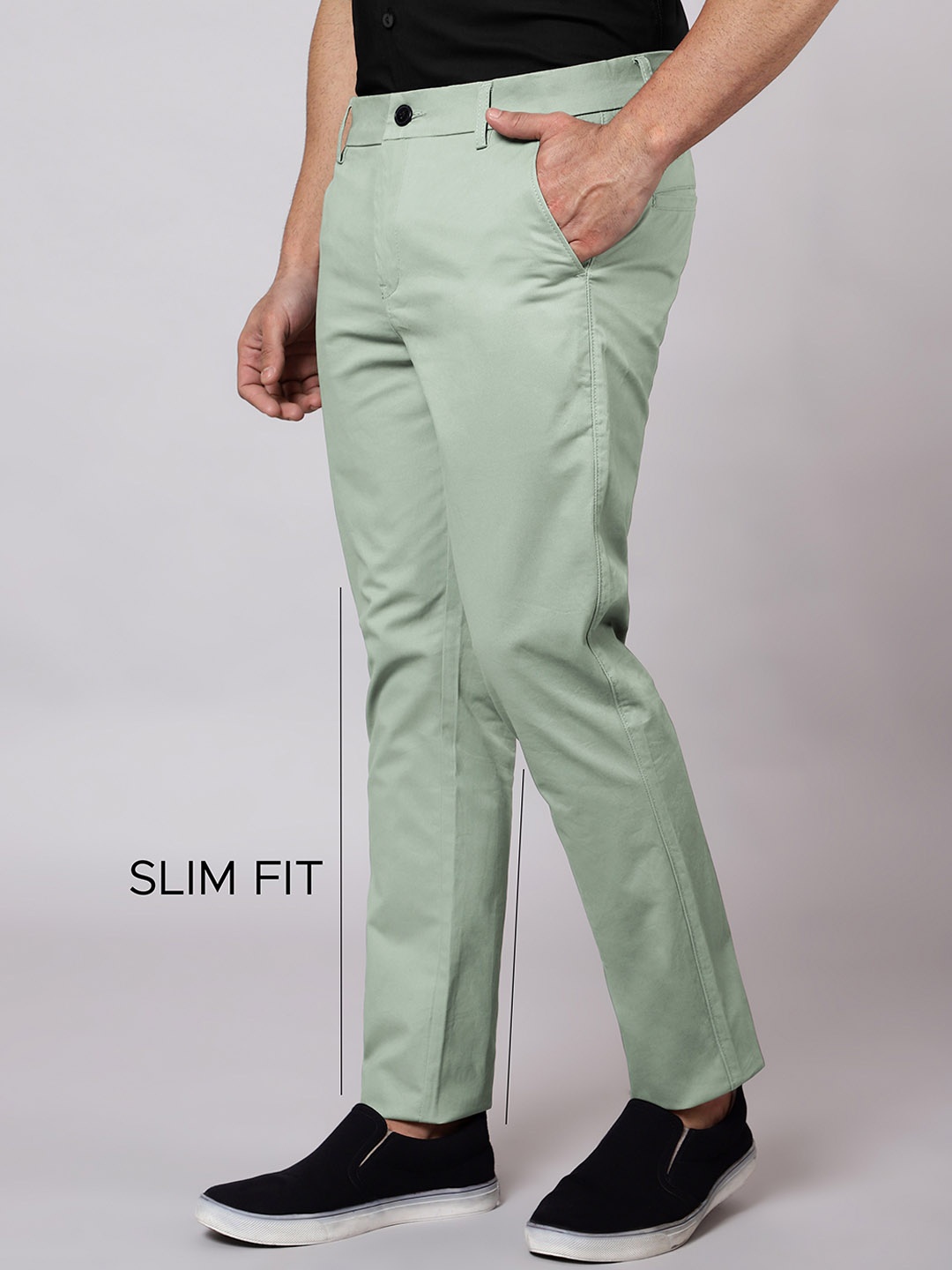 

Beyoung Men Slim Fit Chinos Trousers, Green
