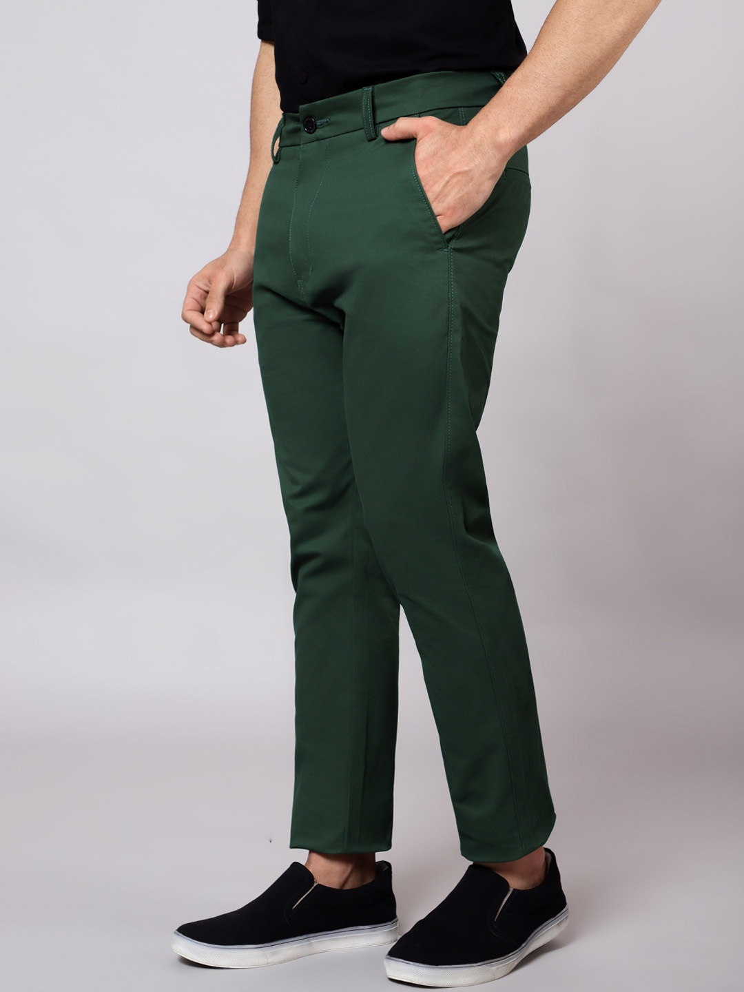 

Beyoung Men Slim Fit Chinos Trousers, Green