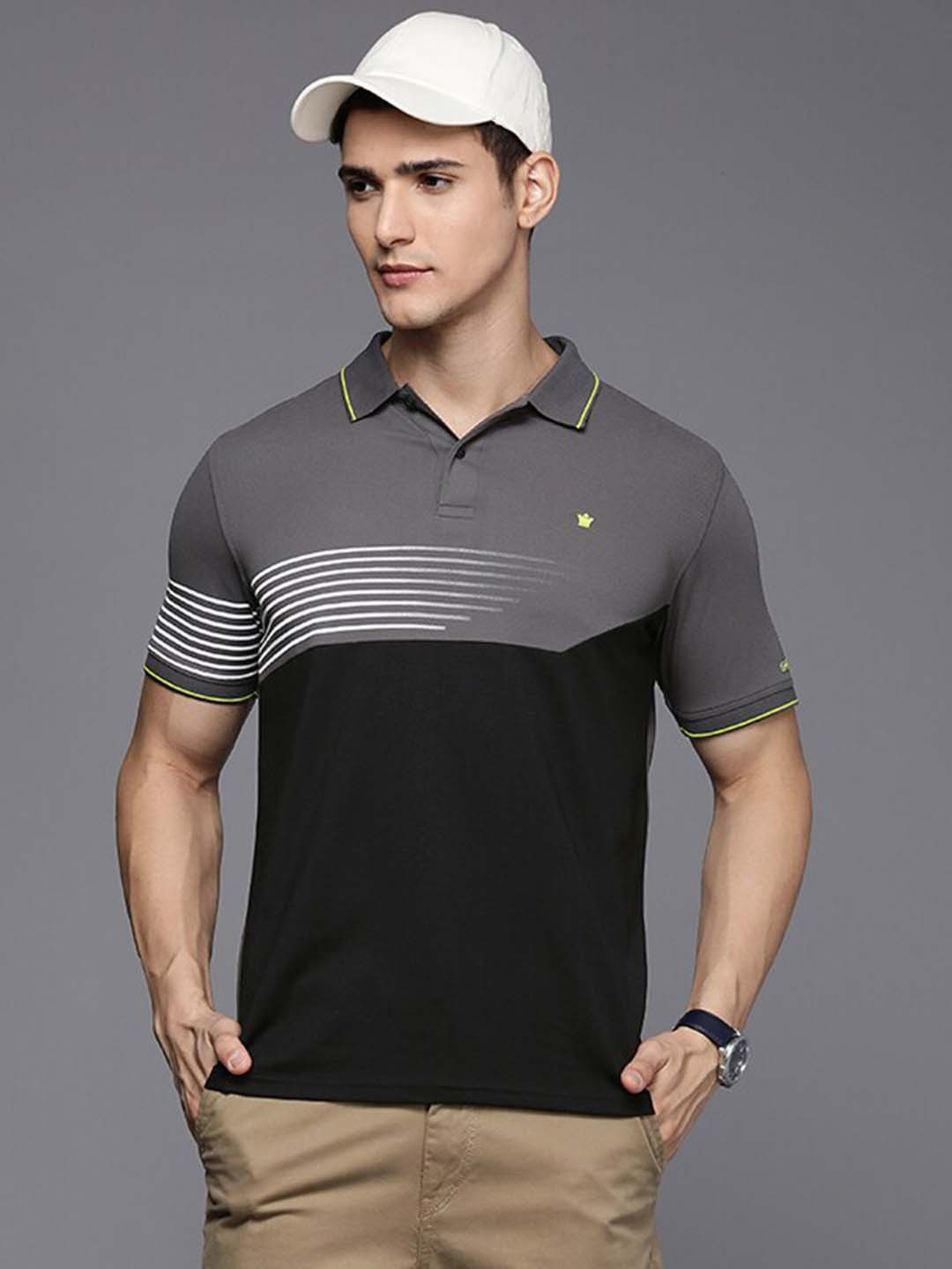 

Louis Philippe Colourblocked Polo Collar T-shirt, Black