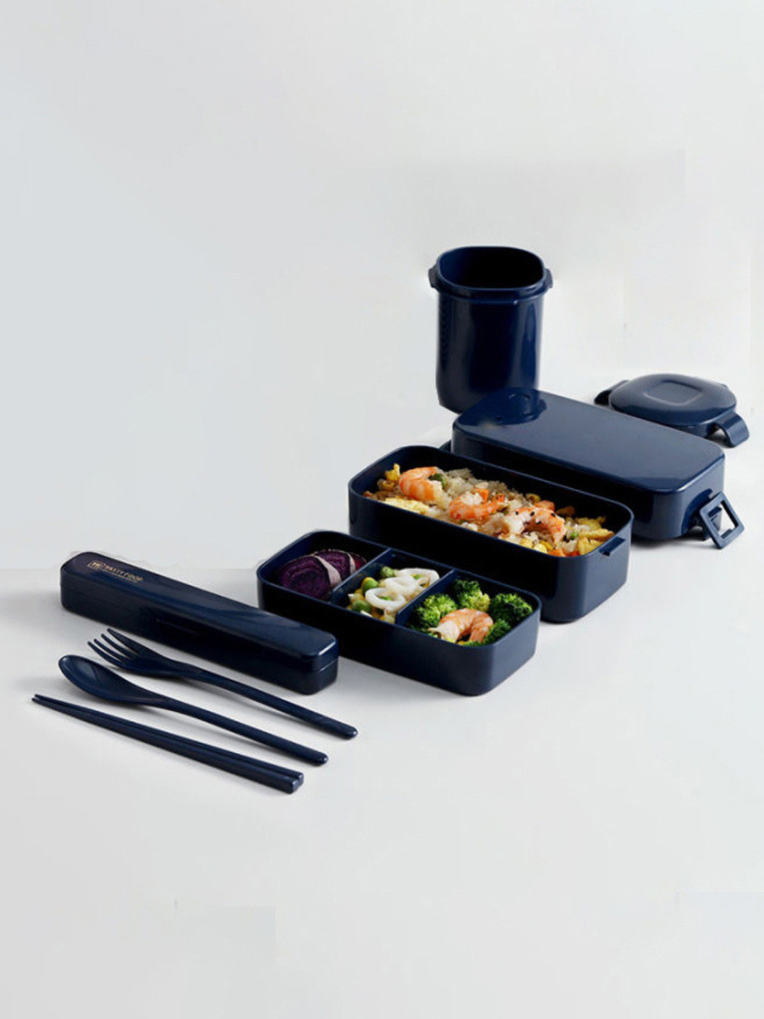 

YELONA Blue Lunch Box with Cutlery & Soup Pot
