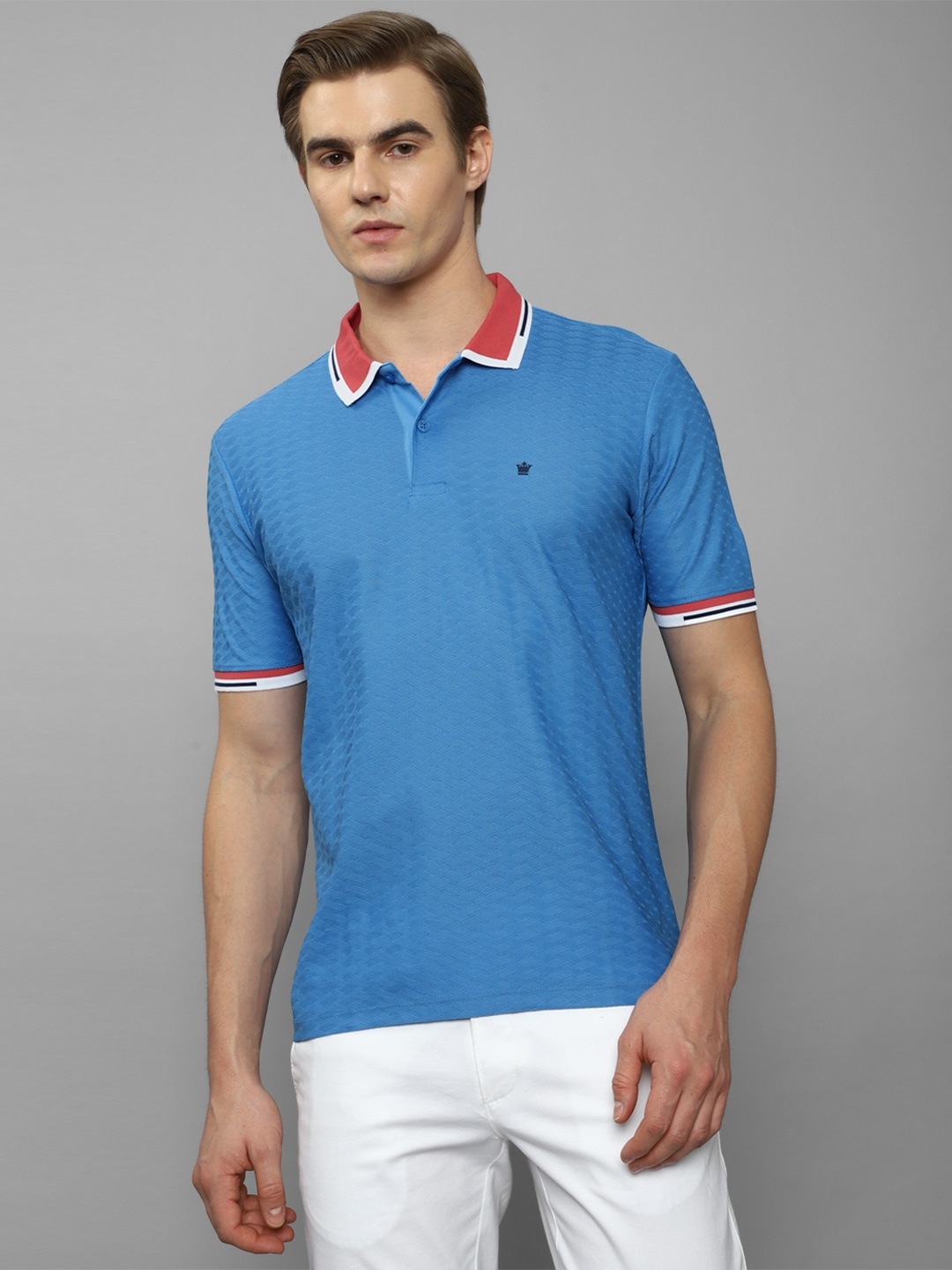 

Louis Philippe Sport Polo Collar Pure Cotton Casual T-shirt, Blue