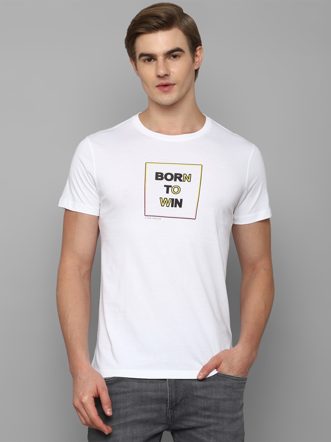 

Louis Philippe Sport Typography Printed Pure Cotton Slim Fit T-shirt, White