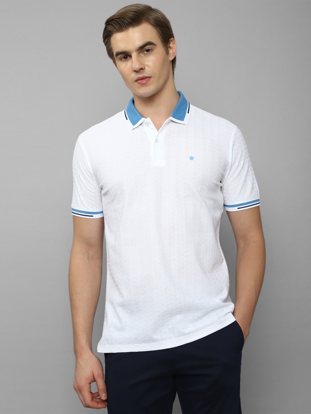

Louis Philippe Sport Self Design Polo Collar Pure Cotton T-shirt, White