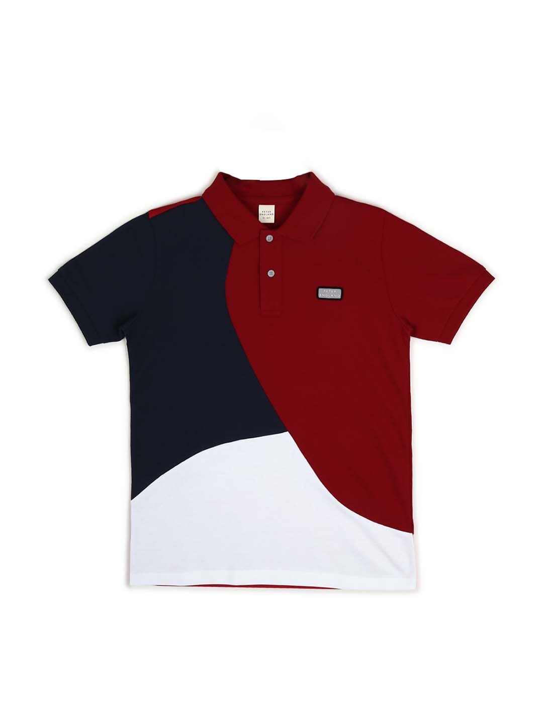 

Peter England Boys Colourblocked Polo Collar T-shirt, Red