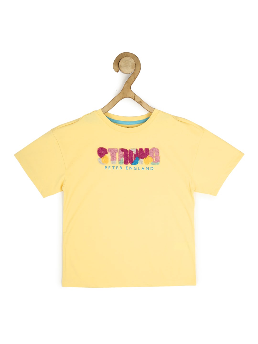 

Peter England Girls Typography Printed Cotton T-shirt, Yellow