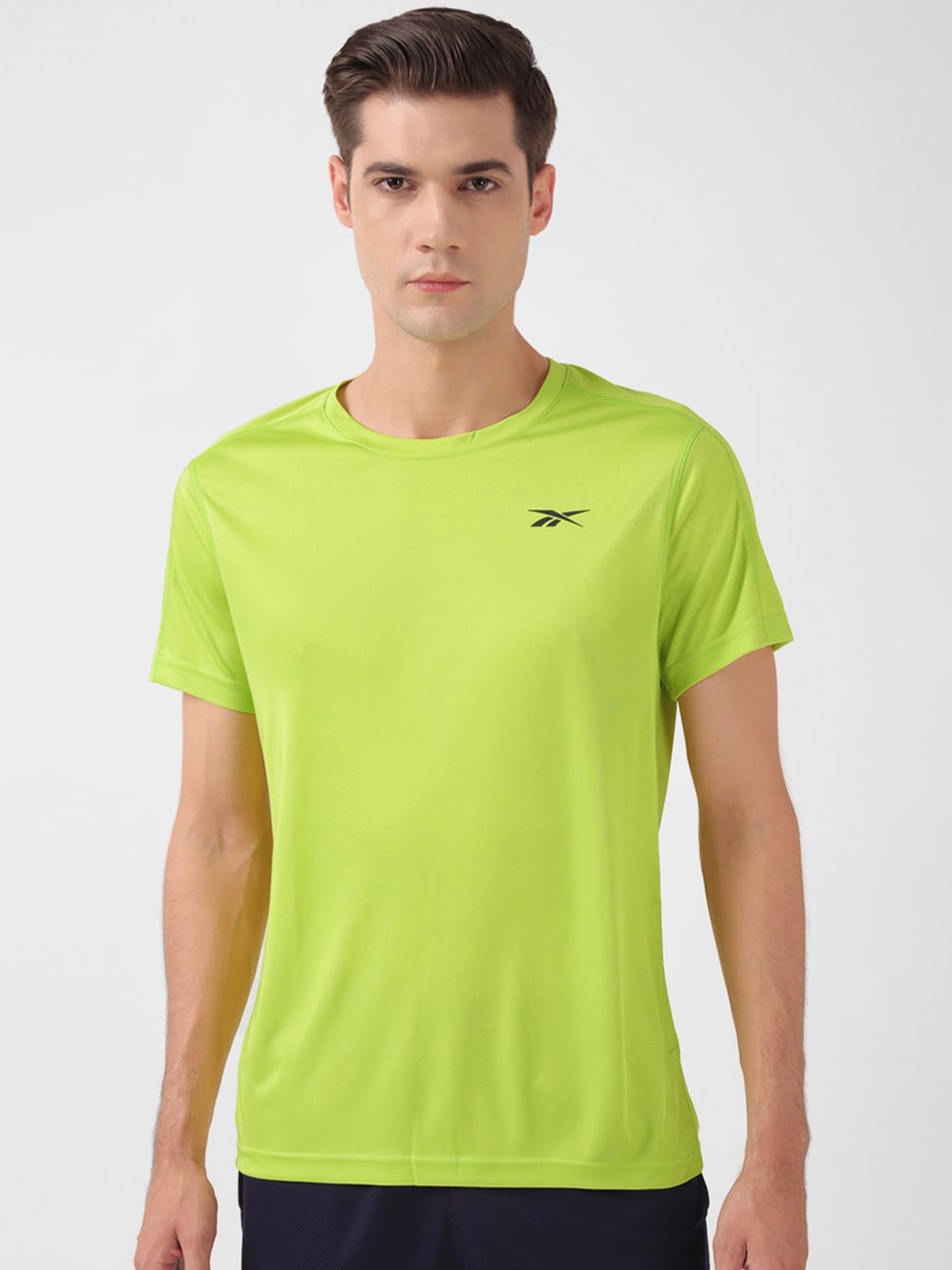 

Reebok Training App Round Neck Slim-Fit T-Shirts, Lime green