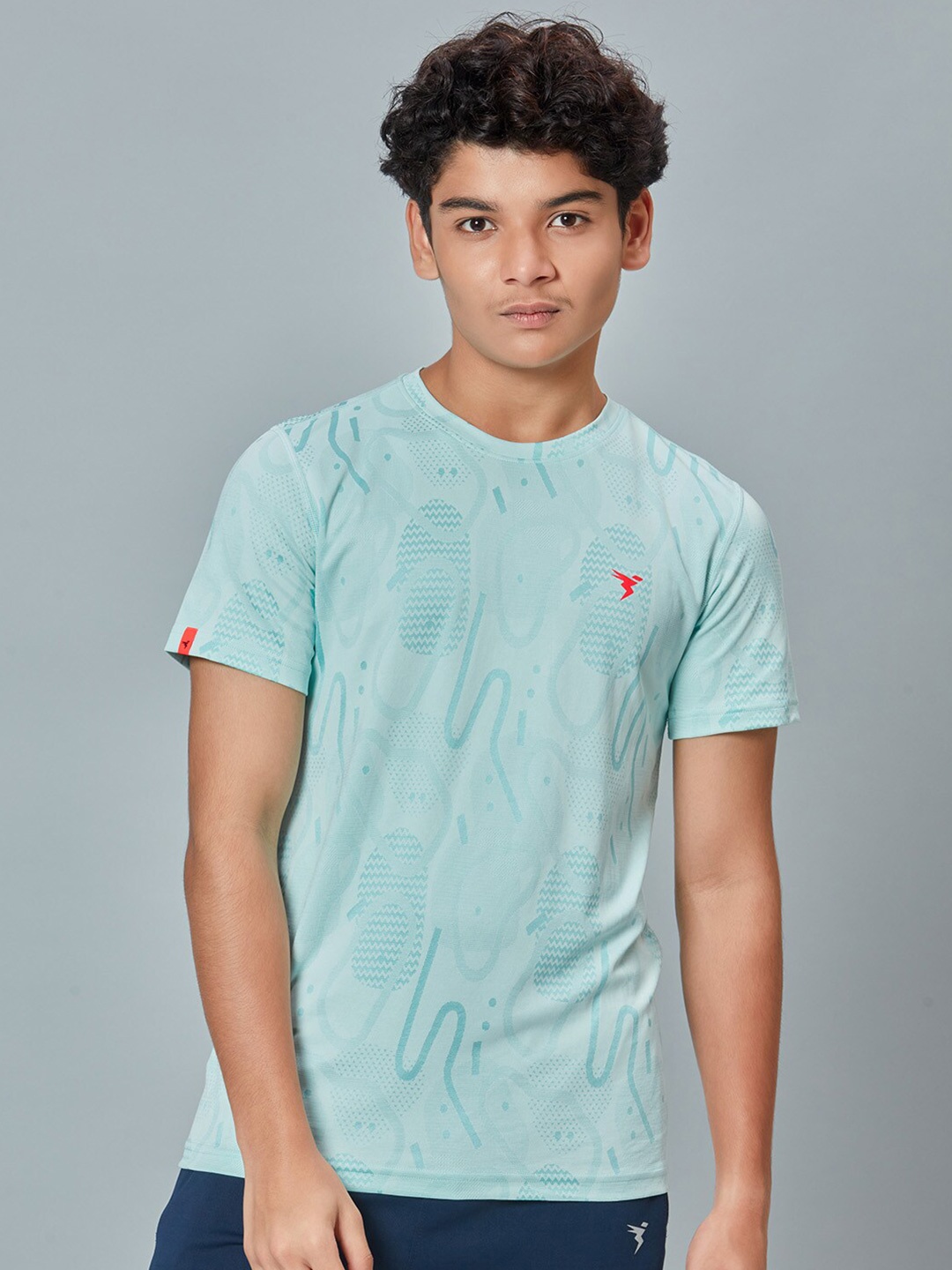 

Technosport Boys Self Designed Antimicrobial Slim Fit T-shirt, Blue