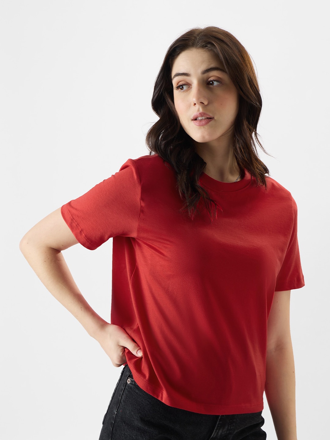 

The Souled Store Round Neck Pure Cotton Casual T-shirt, Red