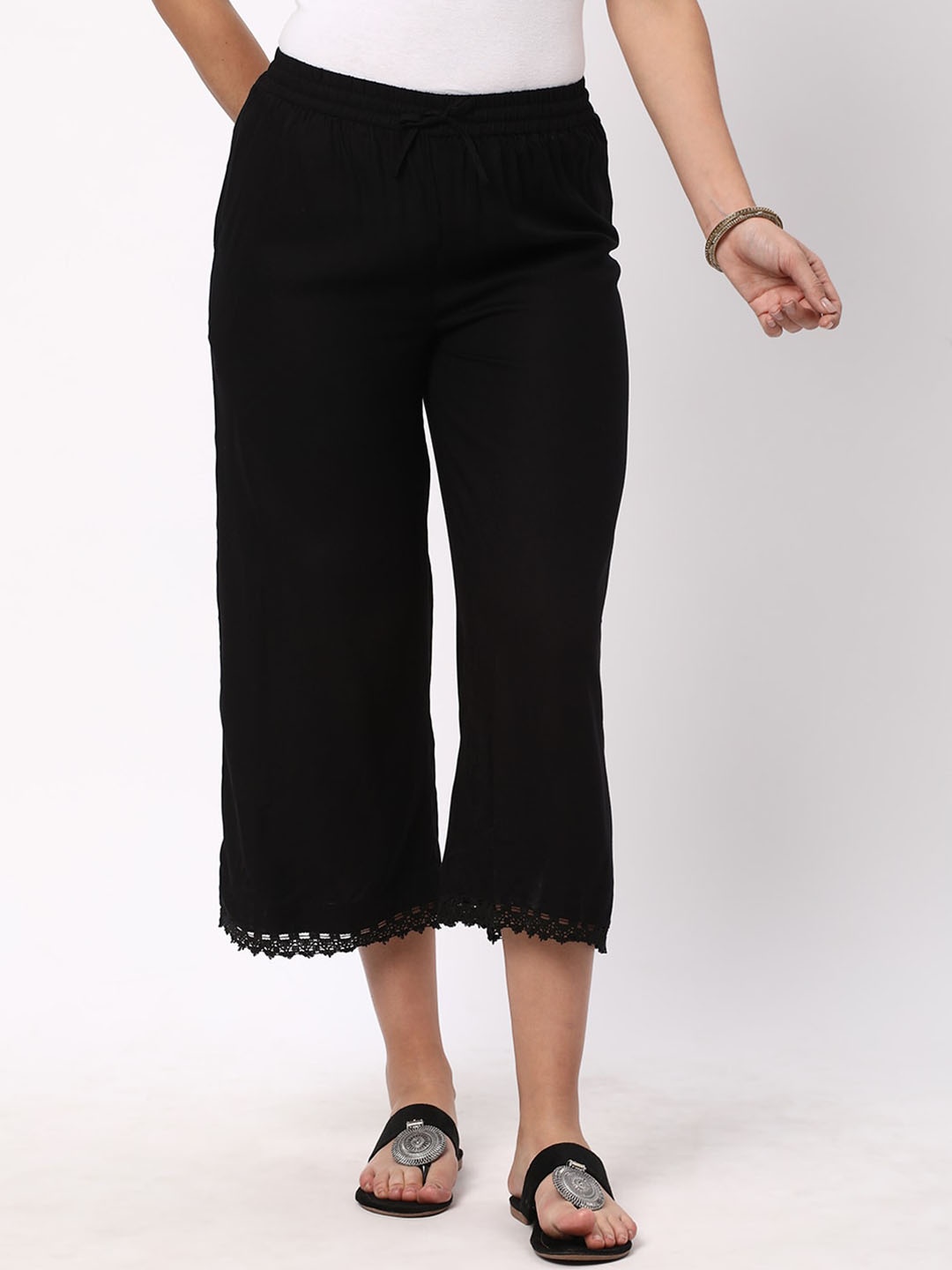 

R&B Women Culottes Ethnic Trousers, Black