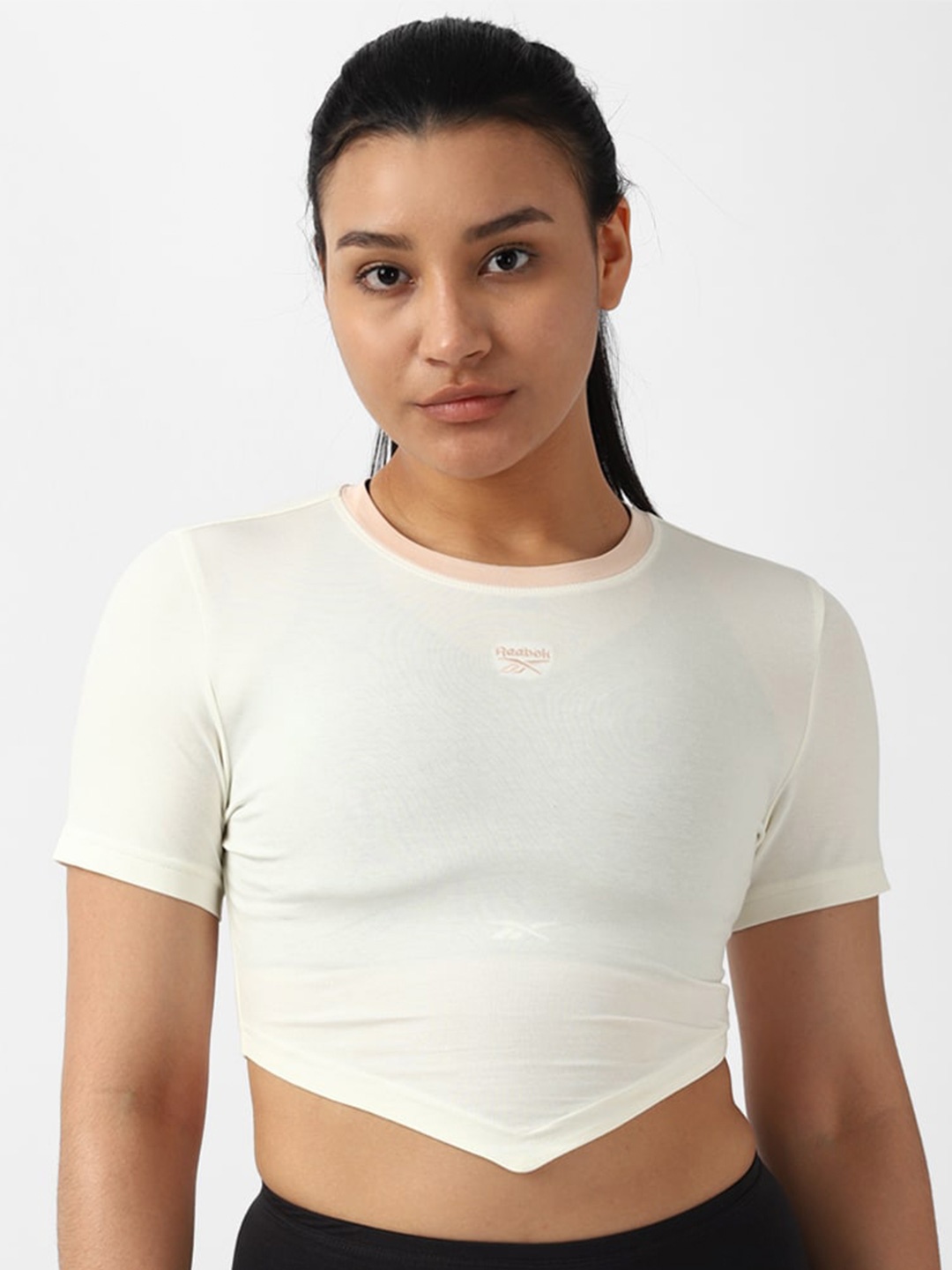 

Reebok Classics App Round Neck Slim-Fit Crop T-Shirt, White