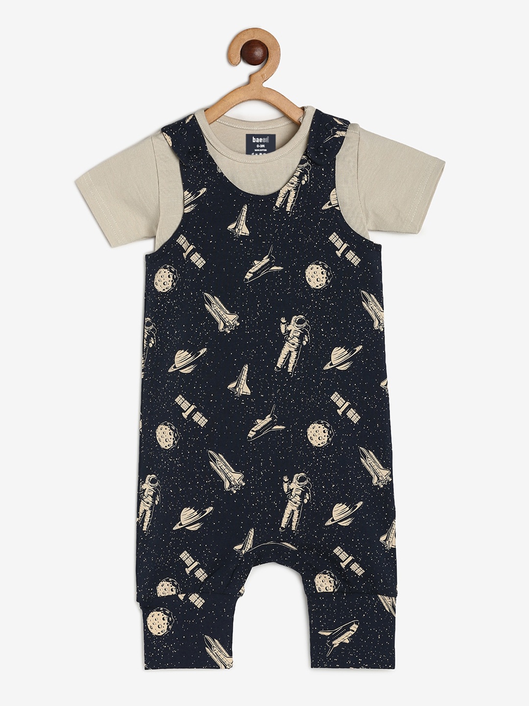 

BAESD Infants Printed Straight-Leg Dungaree With T-shirt, Navy blue
