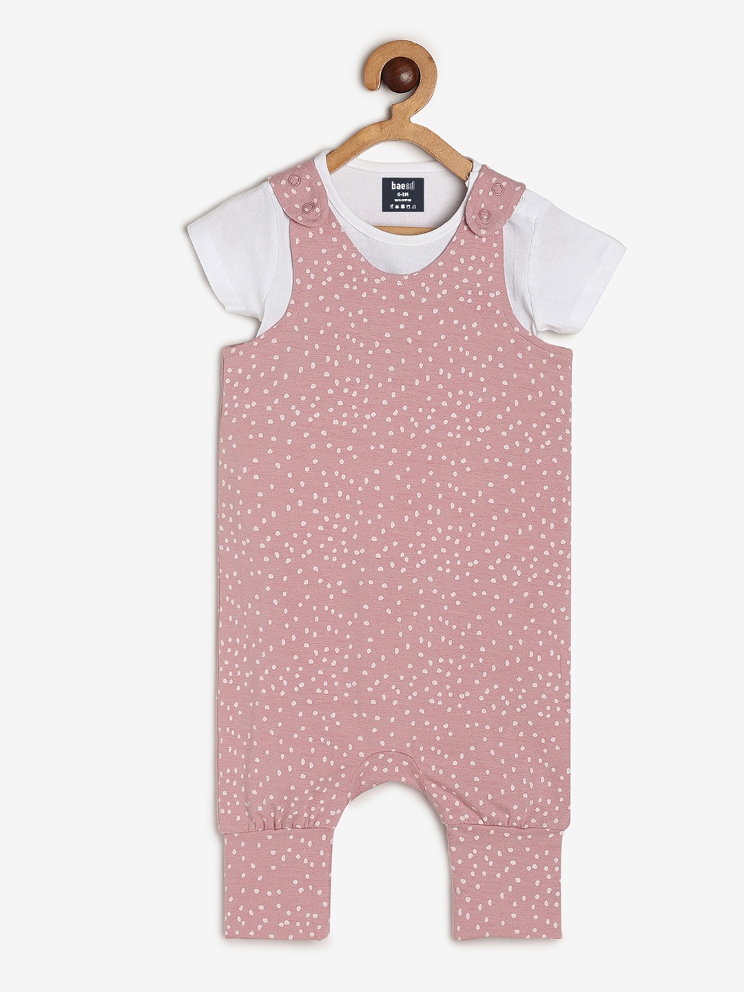

BAESD Infants Printed Straight Leg Dungarees With T-shirt, Pink