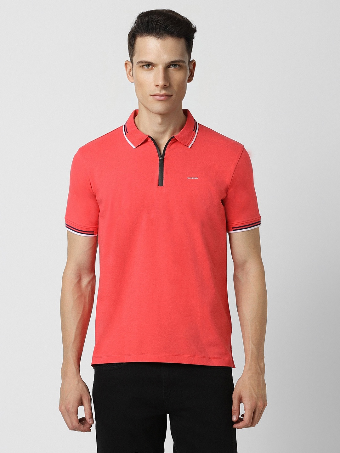 

Van Heusen Men Red Polo Collar T-shirt