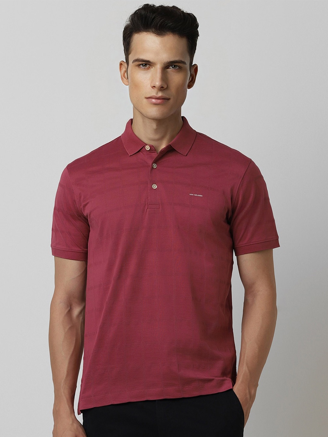 

Van Heusen Men Maroon Polo Collar Pockets T-shirt