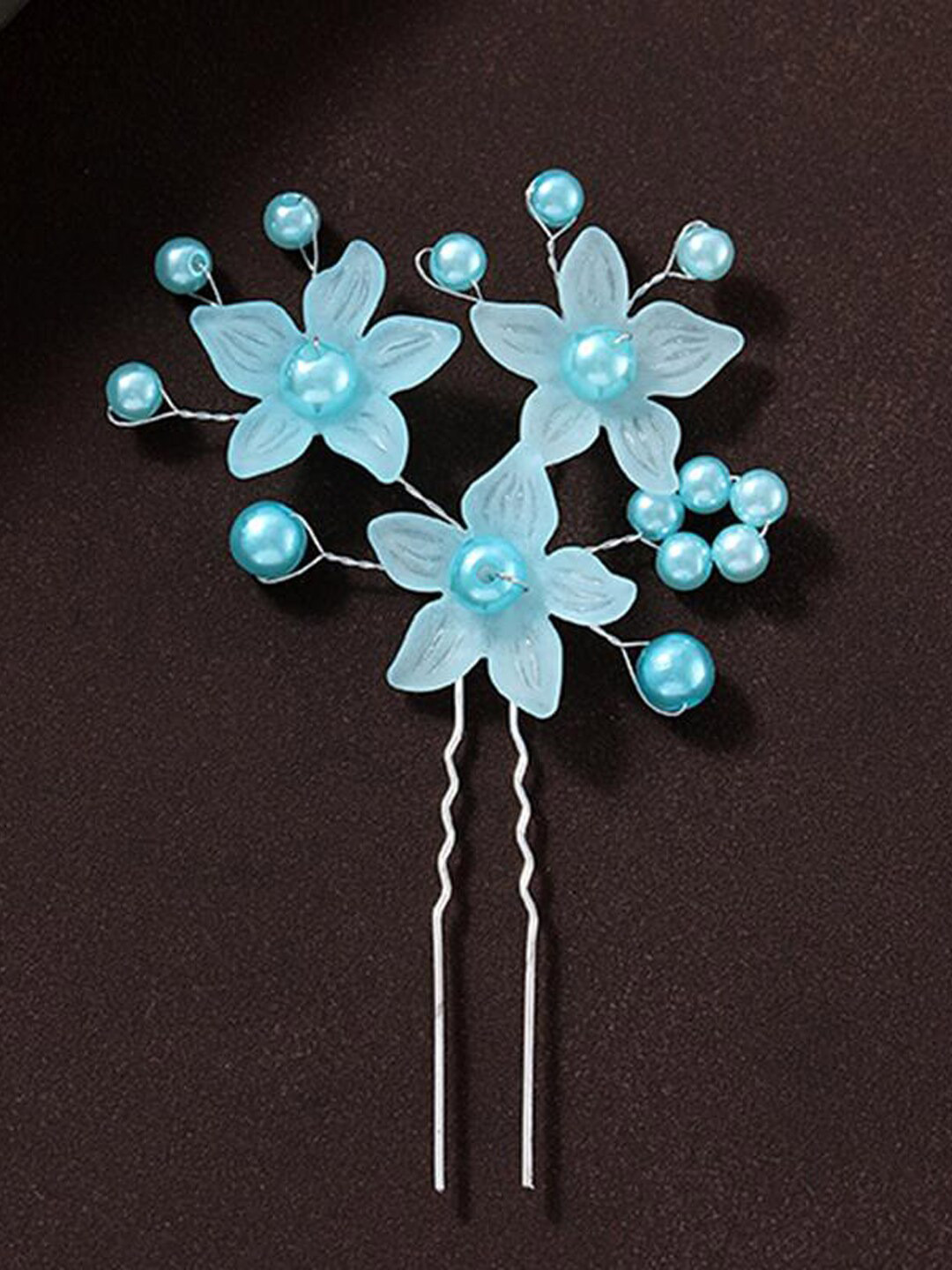 

Krelin Set Of 4 Beaded Floral U Pins, Blue