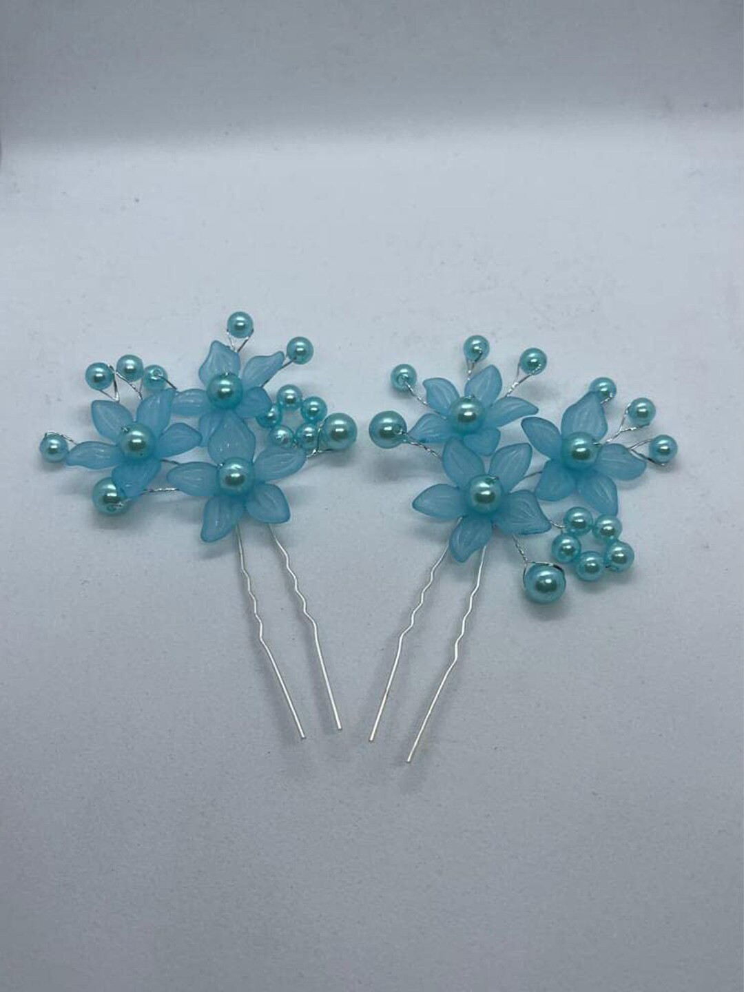 

Krelin Set Of 4 Beaded Floral U Pins, Blue