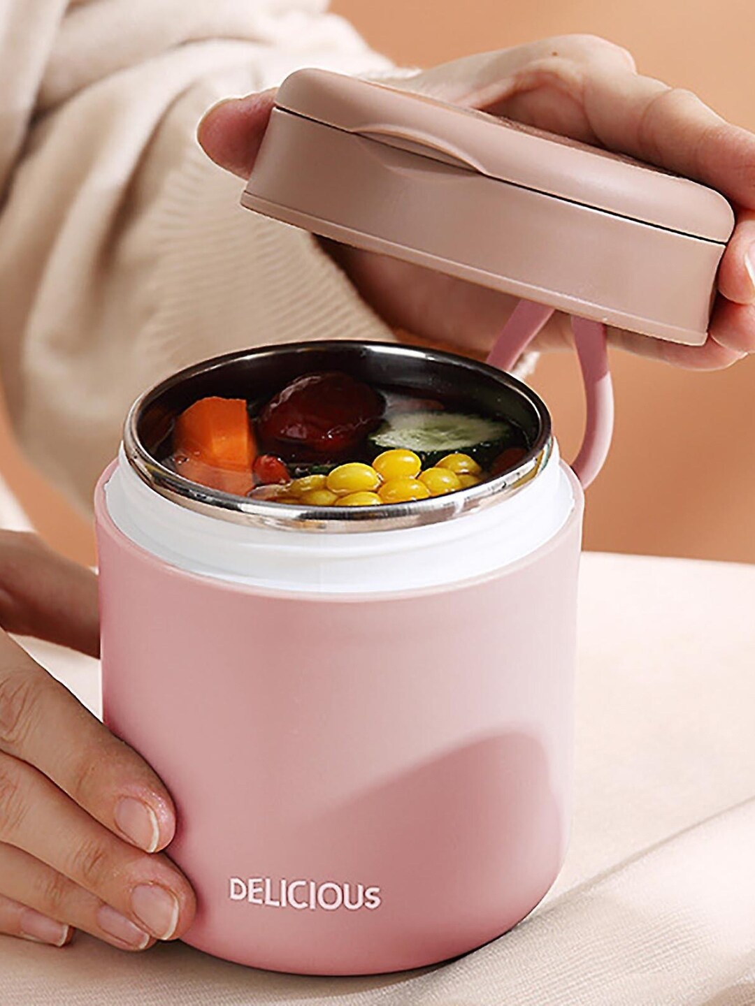 

YELONA Pink Stainless Steel Lunch Pot 430 ml