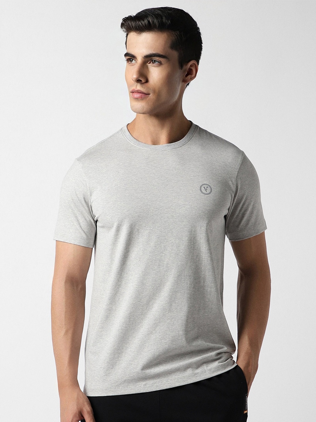 

Van Heusen Flex Men Grey Slim Fit T-shirt