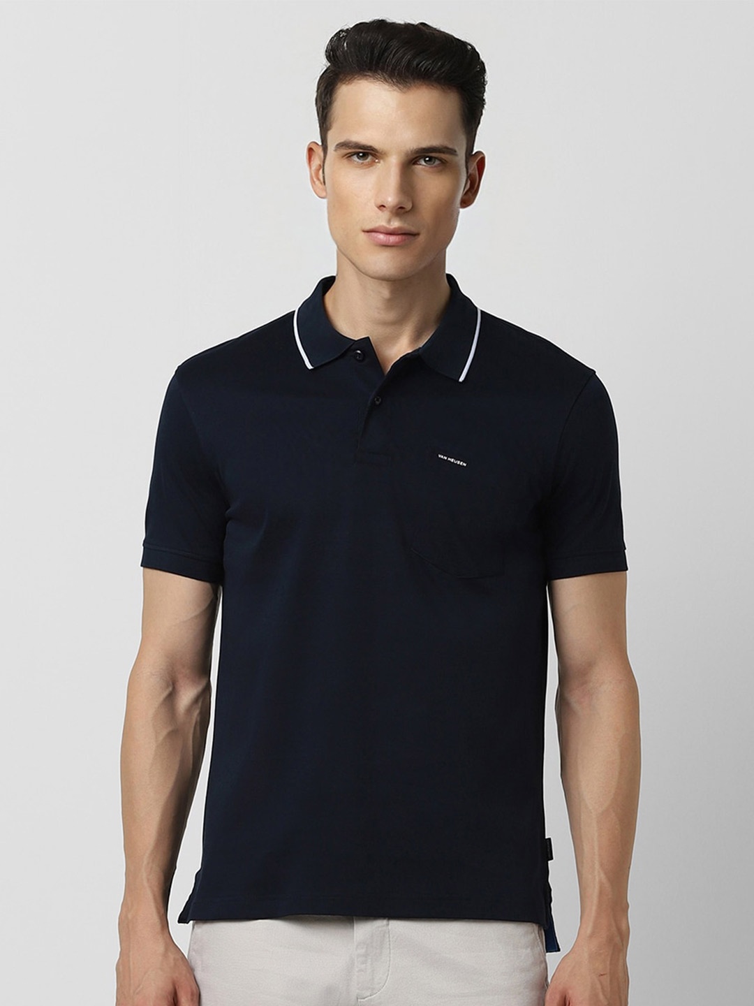 

Van Heusen Sport Men Navy Blue Polo Collar T-shirt