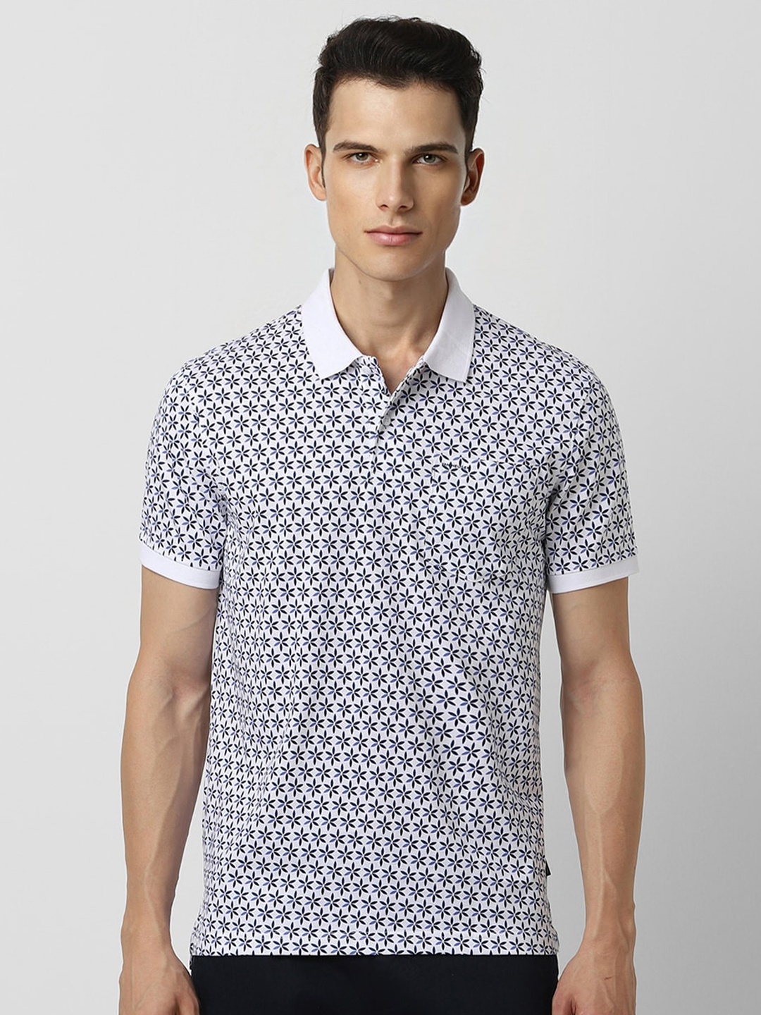 

Van Heusen Sport Men White Printed Polo Collar Pockets T-shirt