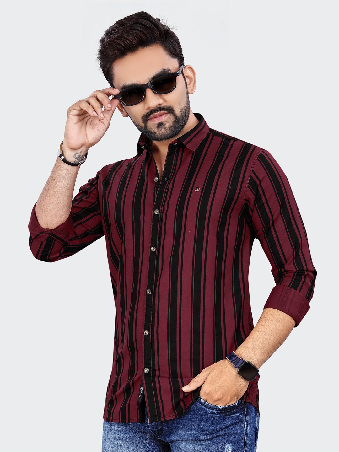 

ADWYN PETER Men Multicoloured Opaque Striped Casual Shirt, Multi