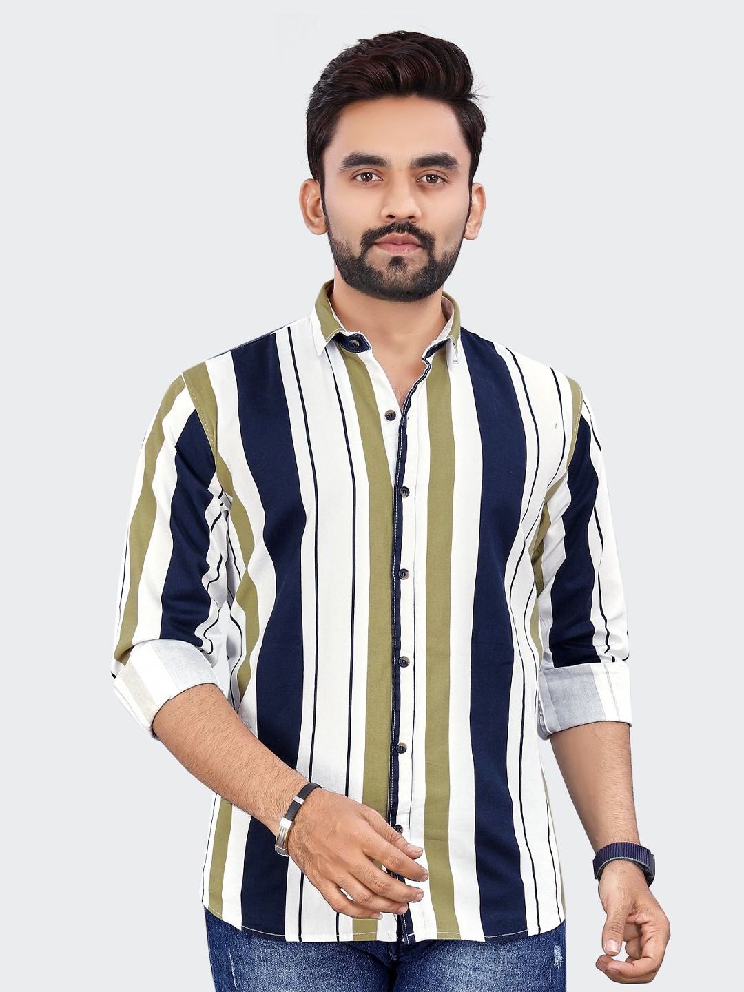 

ADWYN PETER Men Multicoloured Opaque Striped Casual Shirt, Multi