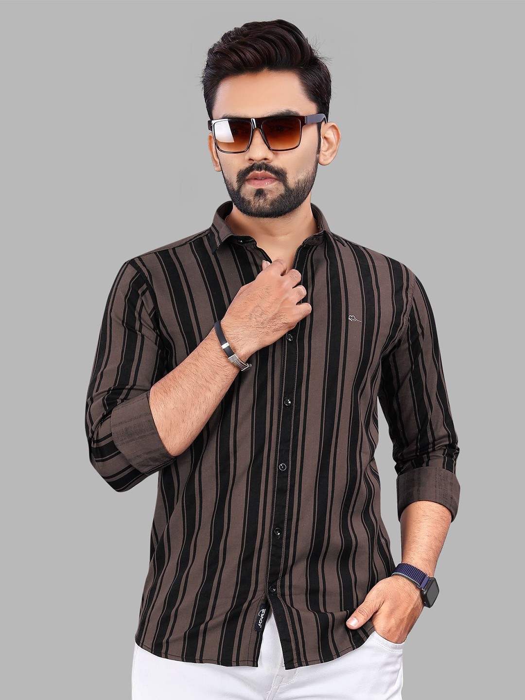

ADWYN PETER Men Multicoloured Opaque Striped Casual Shirt, Multi