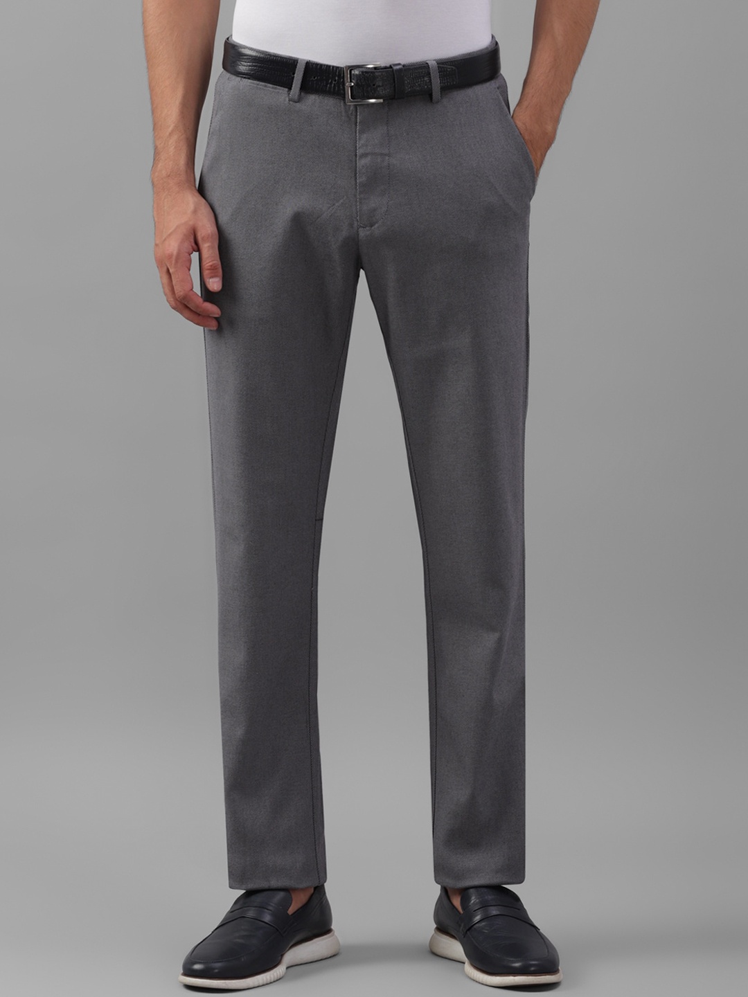 

Allen Solly Men Grey Textured Trousers