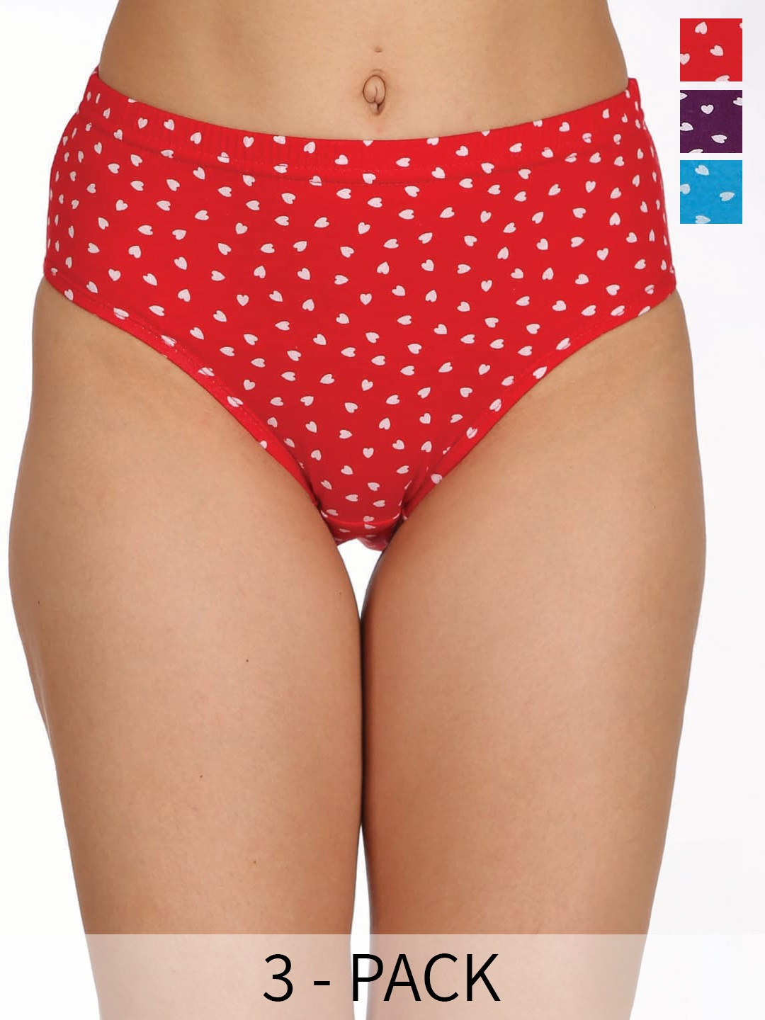 

Reveira Women Printed Hipster Briefs Classic-D1-S, Red