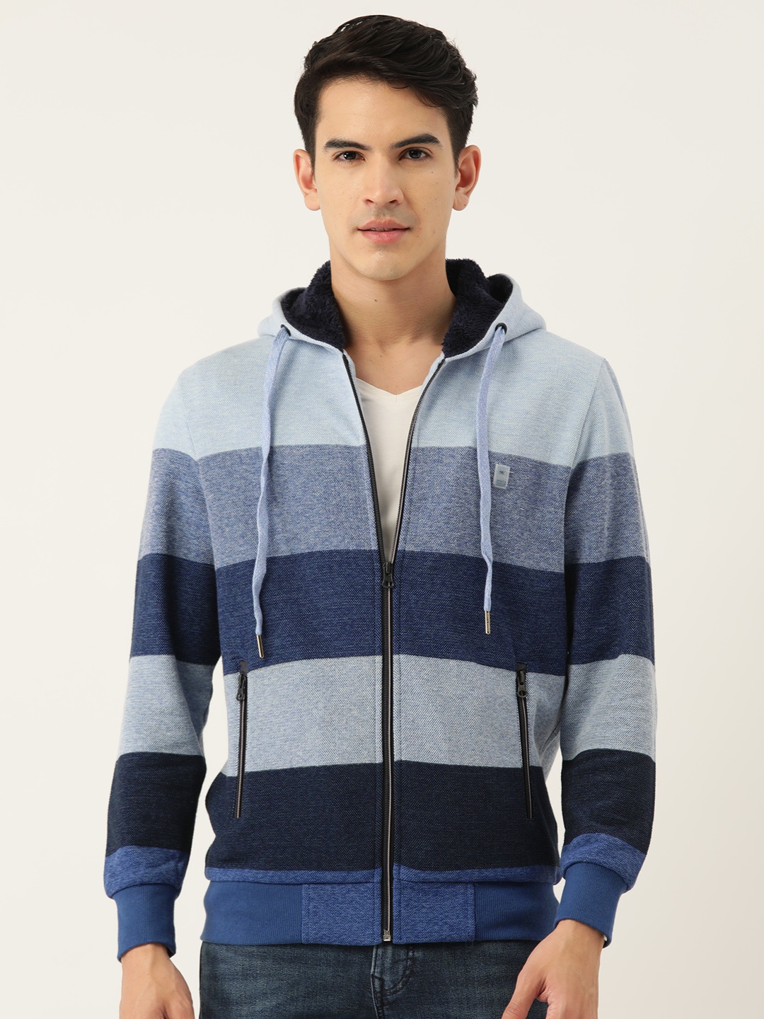 

Monte Carlo Men Striped Hooded Sweatshirt, Blue