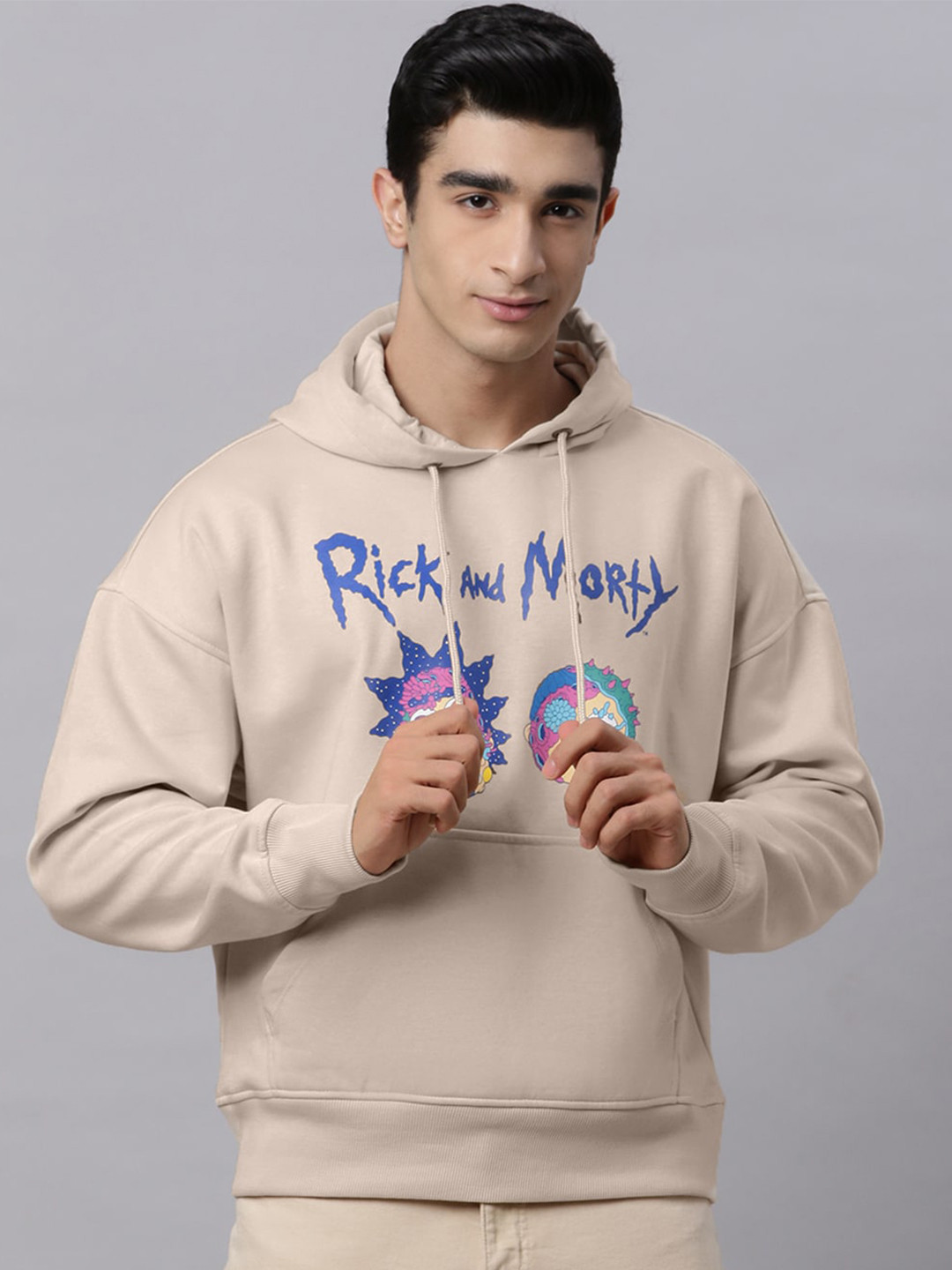 

Free Authority Rick & Morty Printed Cream Loose fit Hoodie For Men