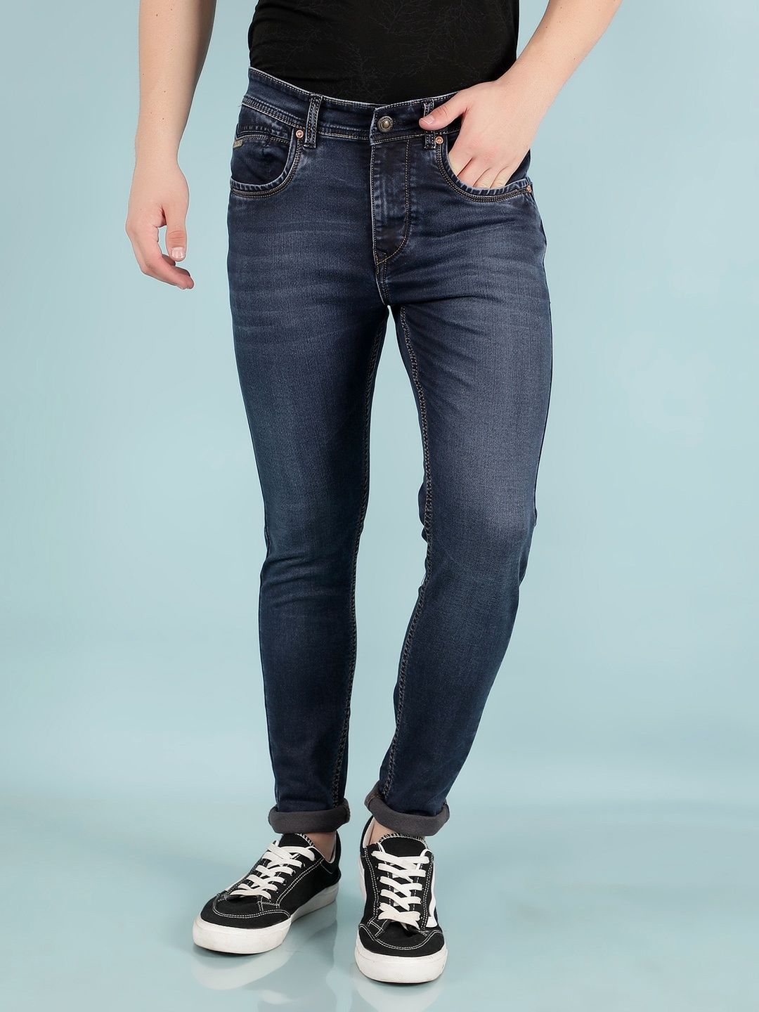 

Crimsoune Club Men Blue Skinny Fit Heavy Fade Stretchable Jeans
