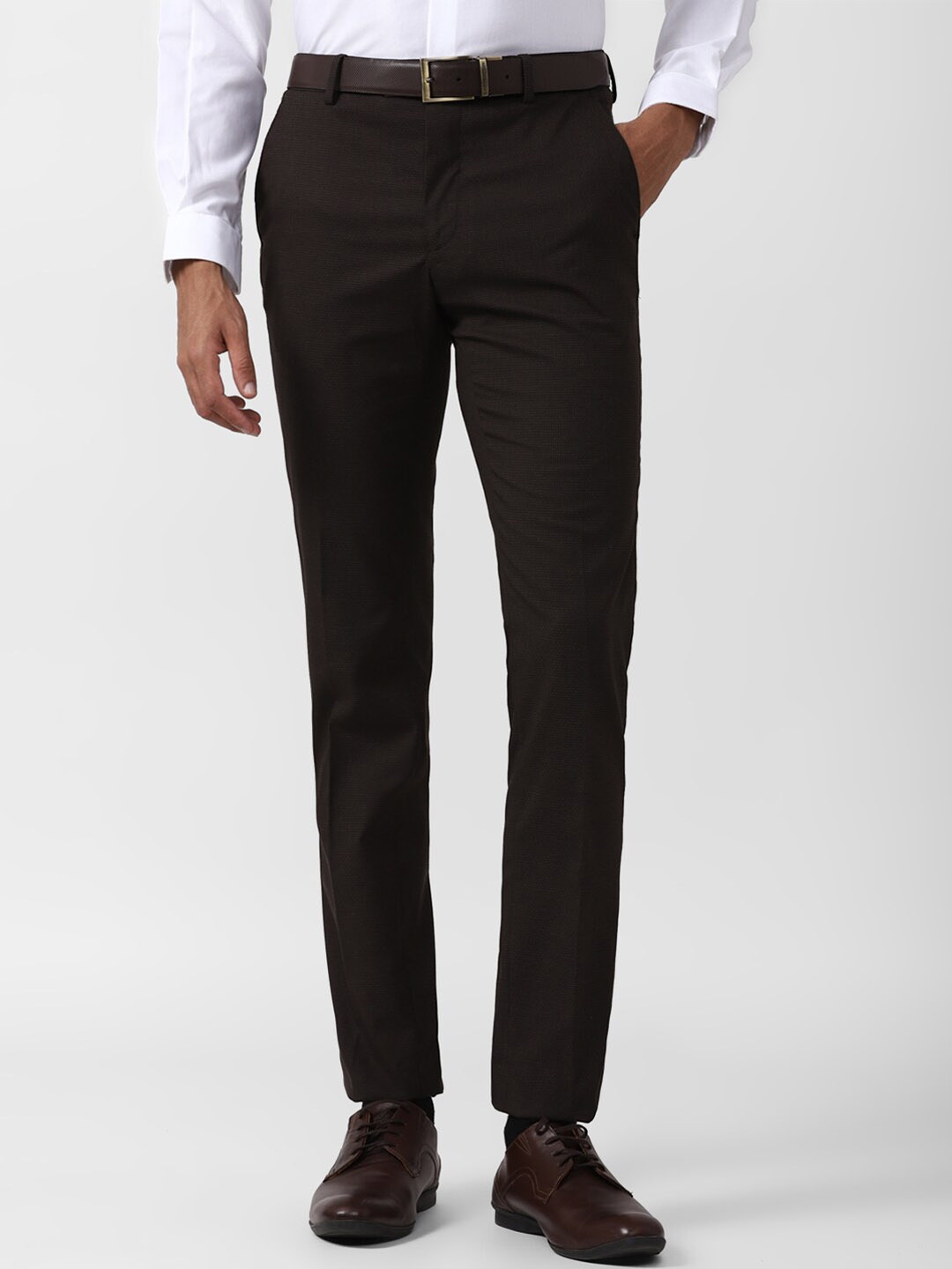 

Peter England Men Brown Slim Fit Trousers