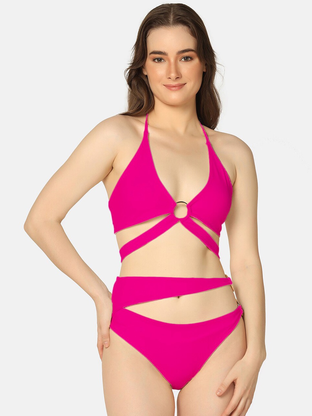 

Da Intimo Cut Out-detail Swim Bikini Set, Magenta