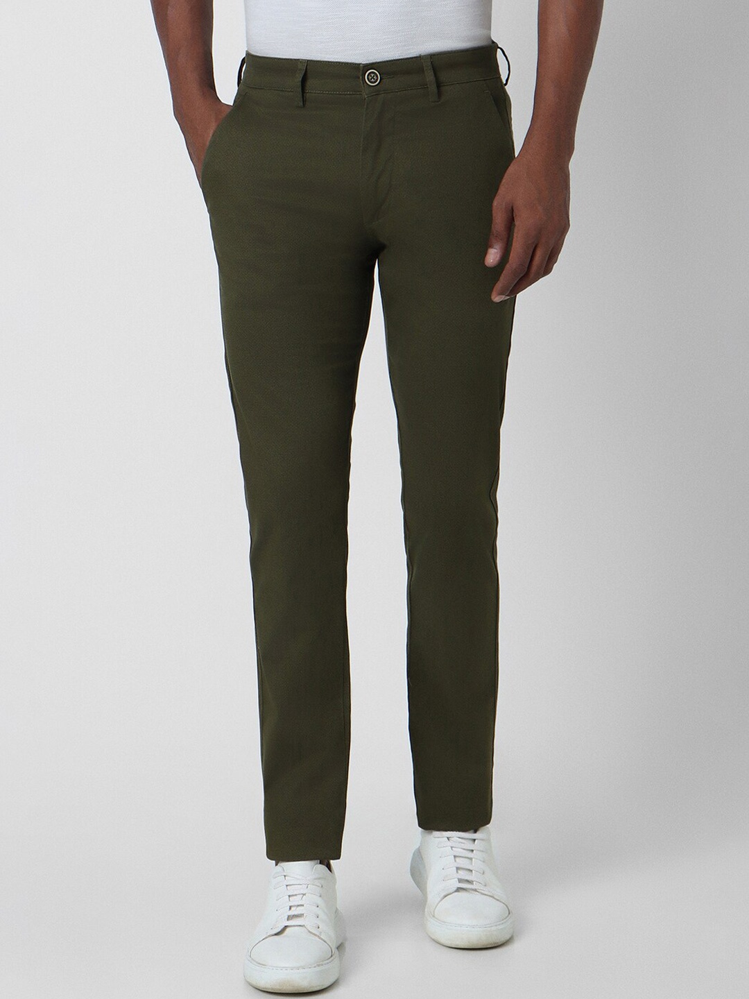 

Peter England Casuals Men Olive Green Slim Fit Trousers