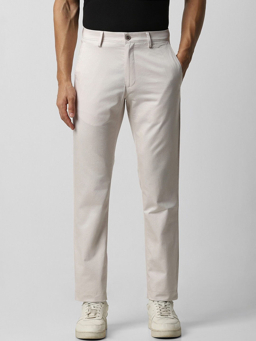 

Van Heusen Sport Men Cream-Coloured Slim Fit Trousers