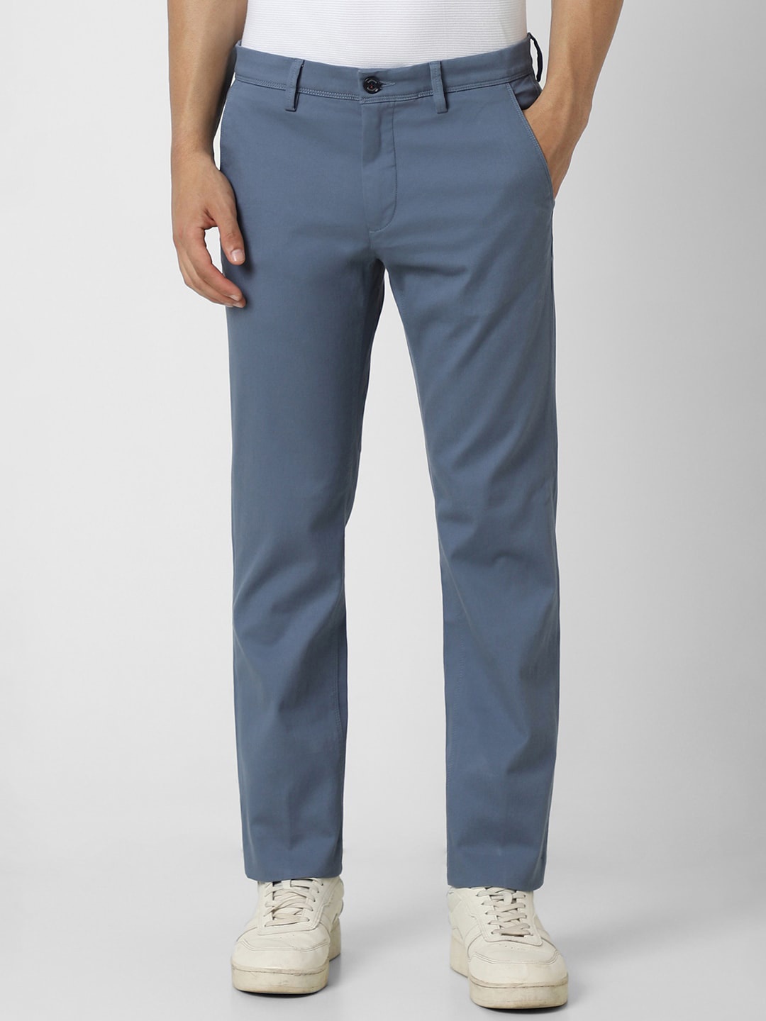 

Van Heusen Sport Men Blue Textured Slim Fit Trousers