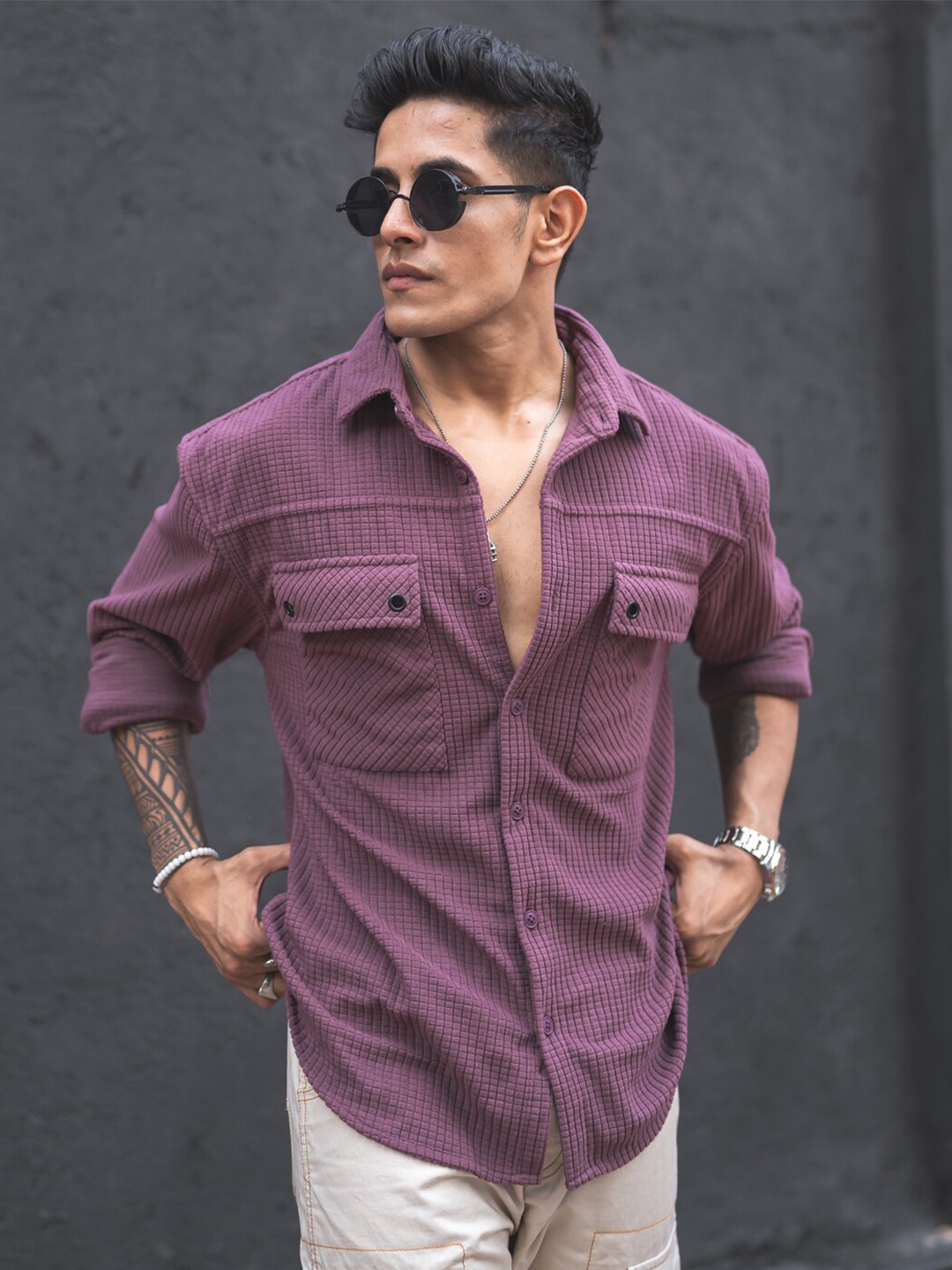 

Powerlook Men Pink Opaque Casual Shirt