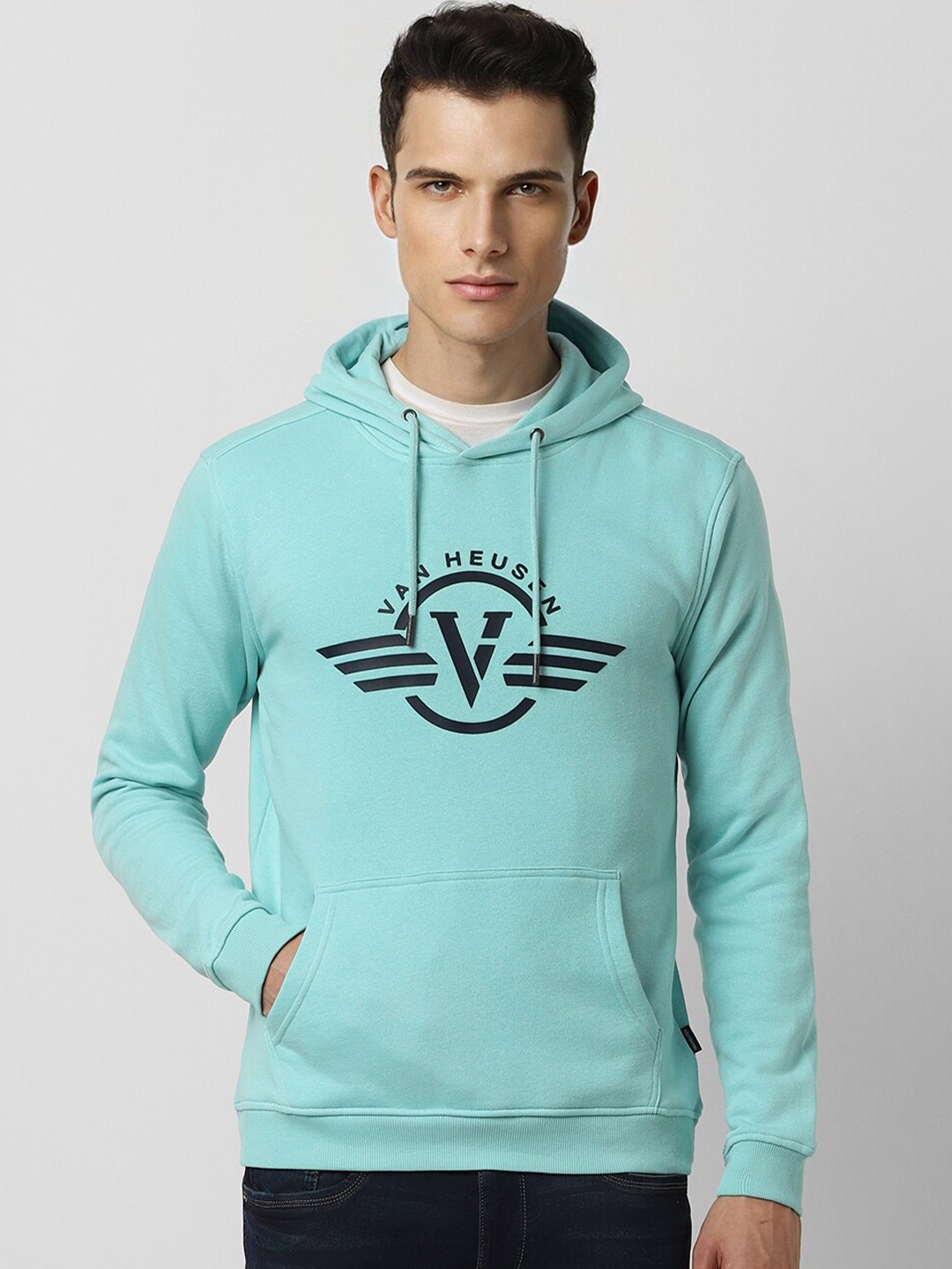 

Van Heusen Sport Men Blue Printed Hooded Sweatshirt