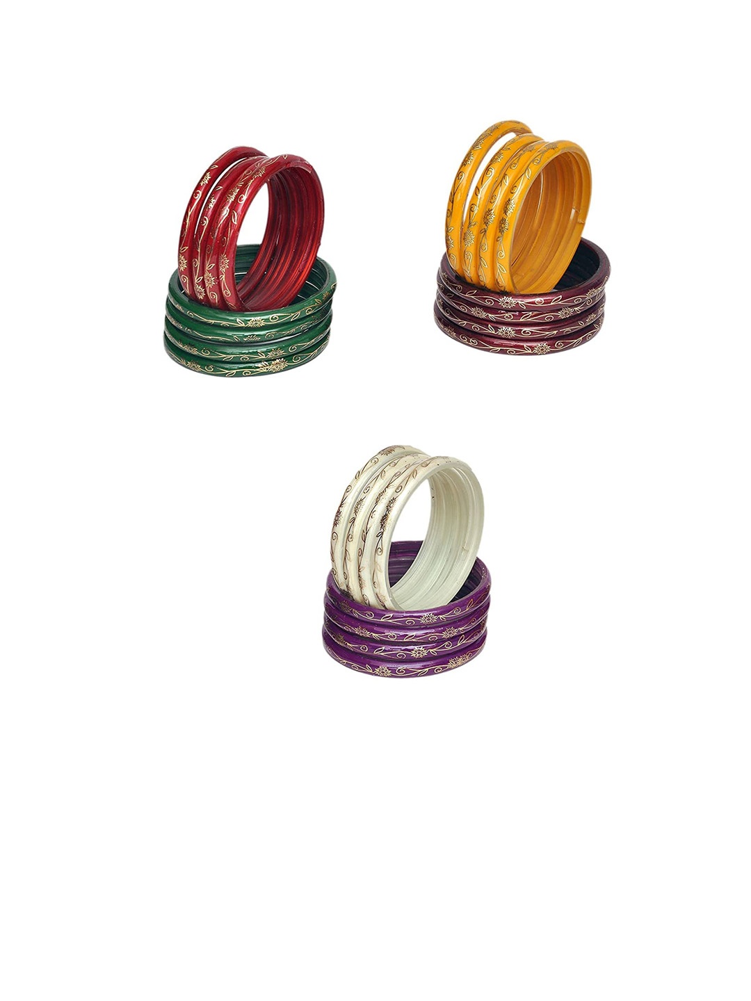 

NMII Set of 24 Gold-plated Glass Bangles, Yellow