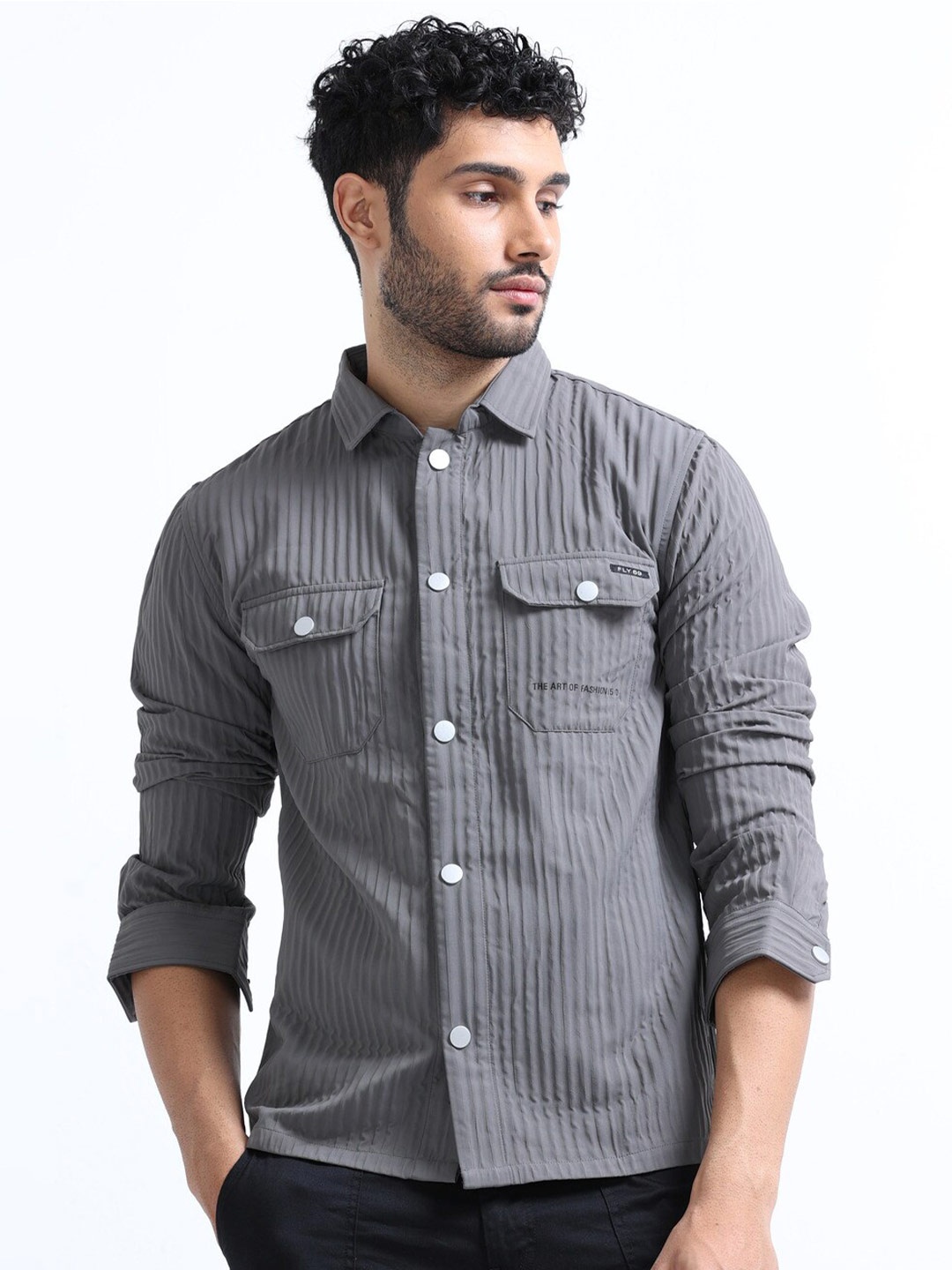 

FLY 69 Men Grey Premium Opaque Casual Shirt