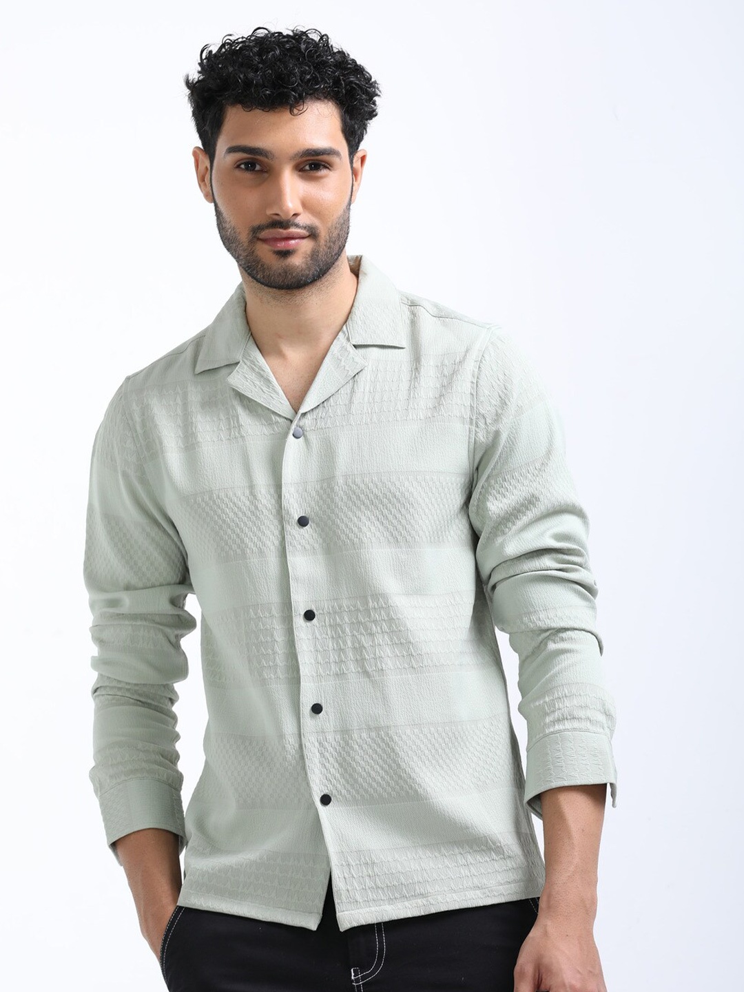 

FLY 69 Men Green Premium Boxy Opaque Casual Shirt