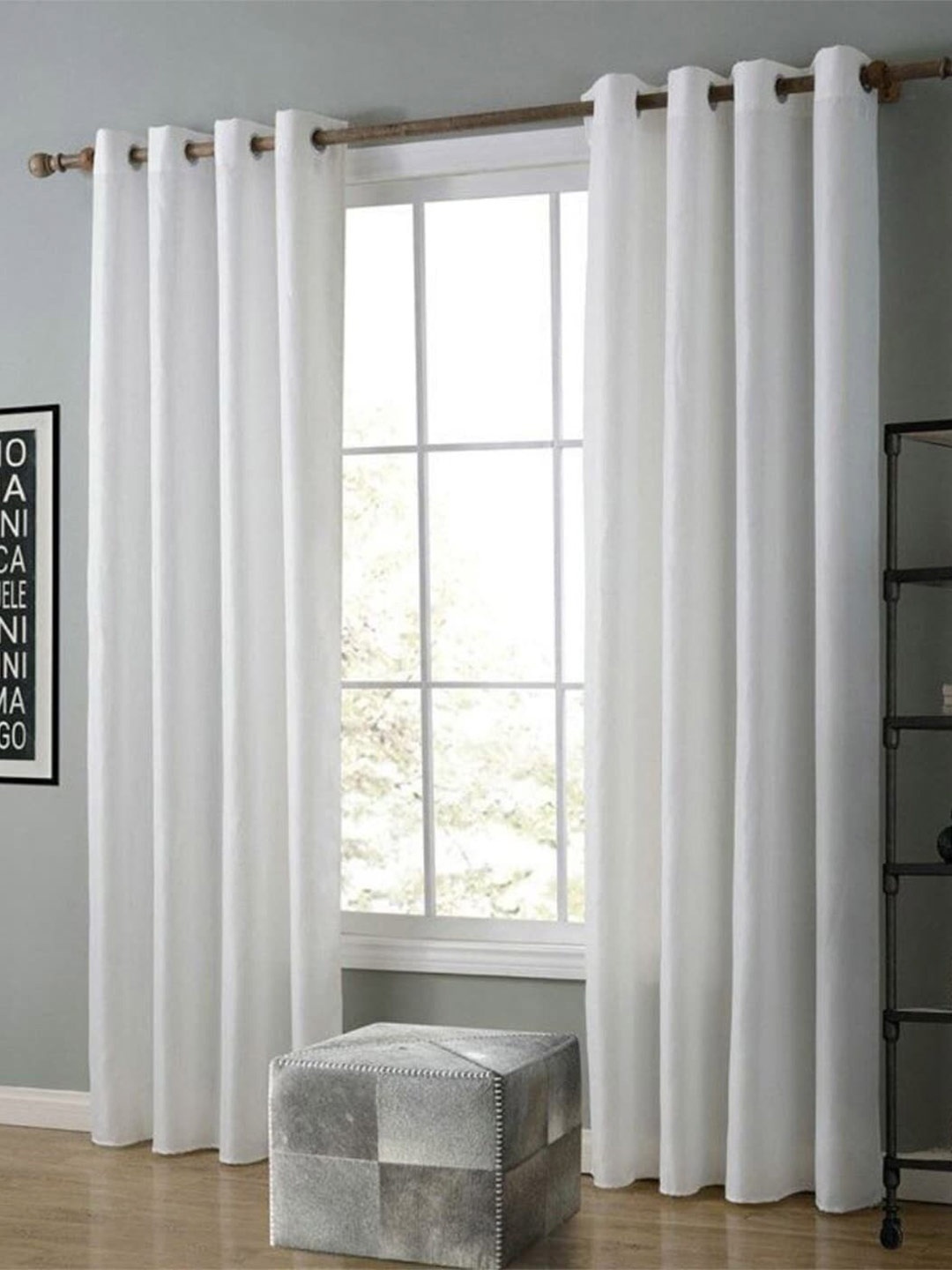 

Home Sizzler 2 Pcs White Solid Window Curtain