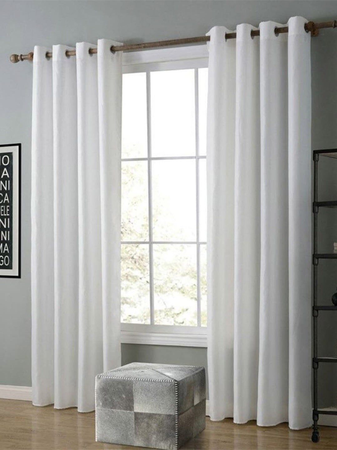 

Home Sizzler 2 Pcs White Eyelet Door Curtain