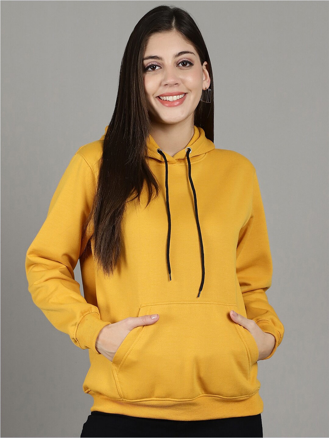 

GRACIT Women Gold-Toned Hooded Sweatshirt