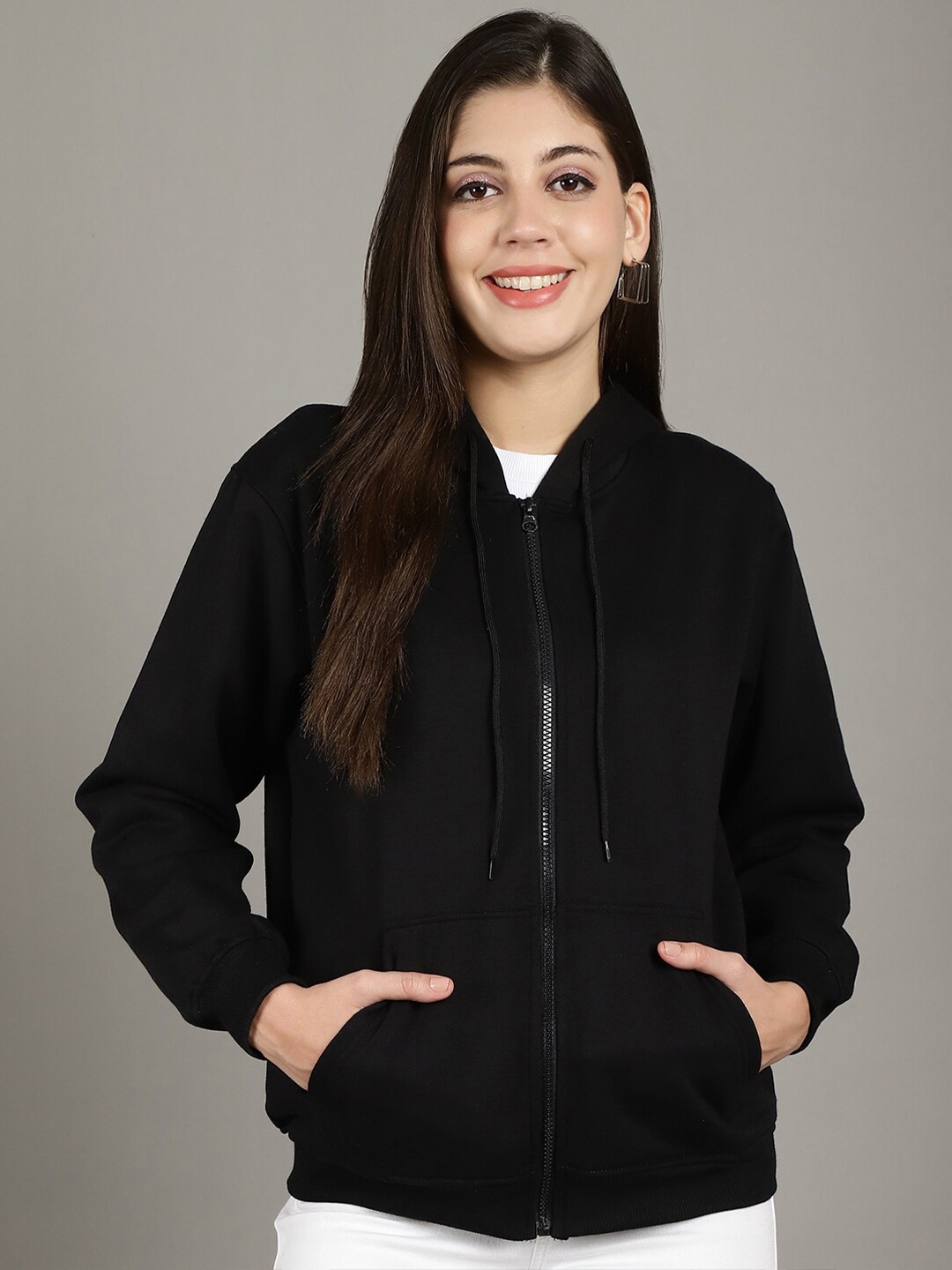 

GRACIT Women Black Hooded Sweatshirt